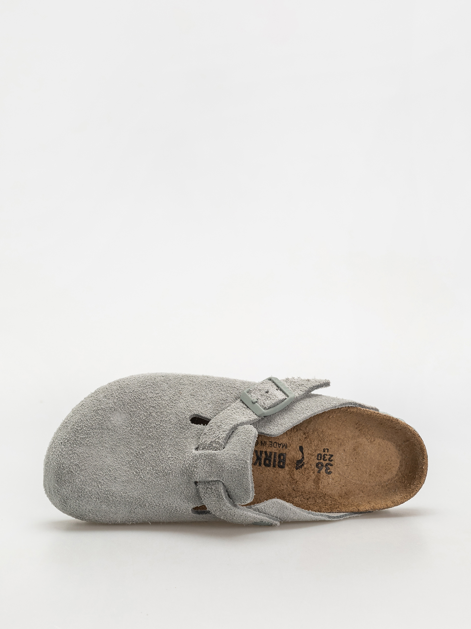 Flip-flop papucsok Birkenstock Boston Suede Leather Narrow Wmn (pure sage)