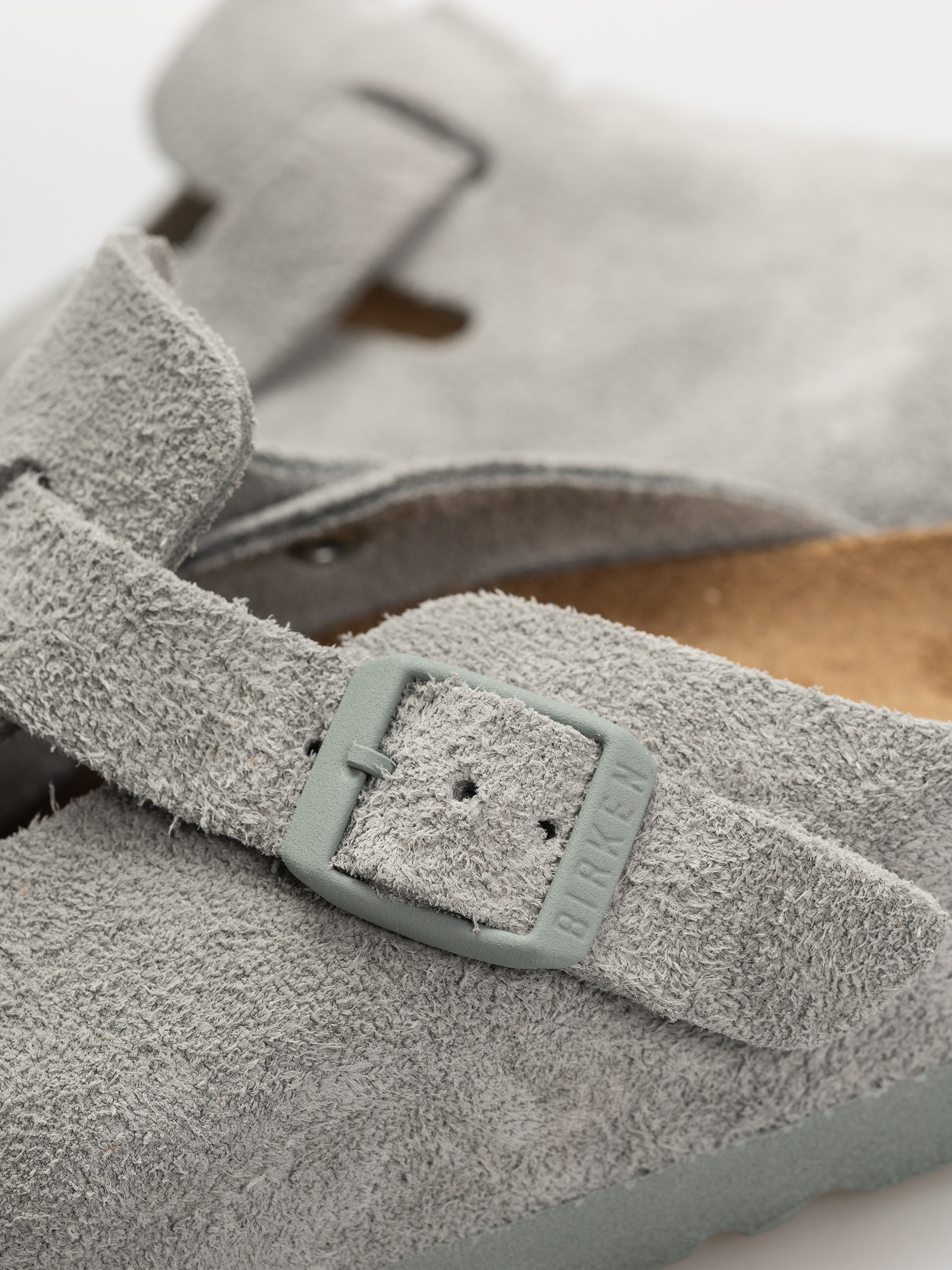 Flip-flop papucsok Birkenstock Boston Suede Leather Narrow Wmn (pure sage)