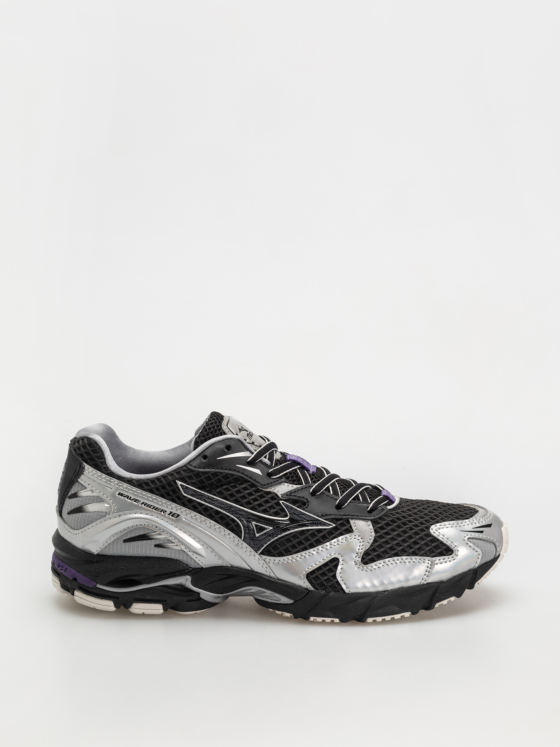 Mizuno Wave Rider 10 Cipők (black/black sand/purple haze)