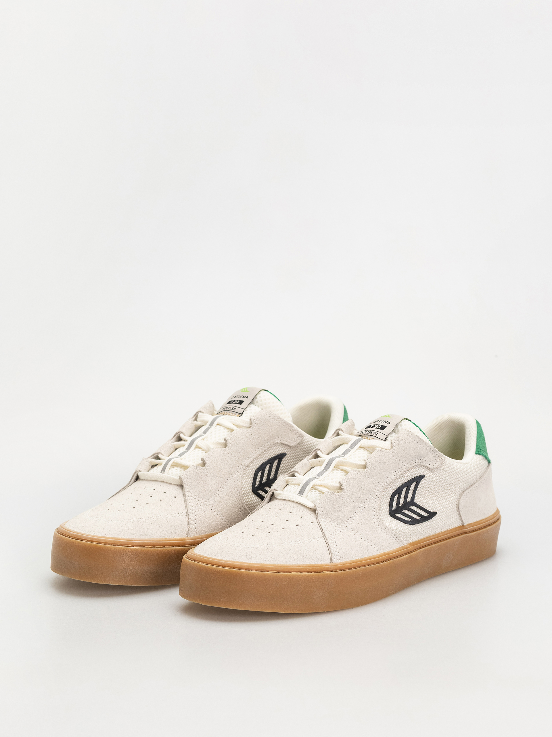 Cariuma T20 Pro Cipők (gum smoke white suede and mesh black logo green)