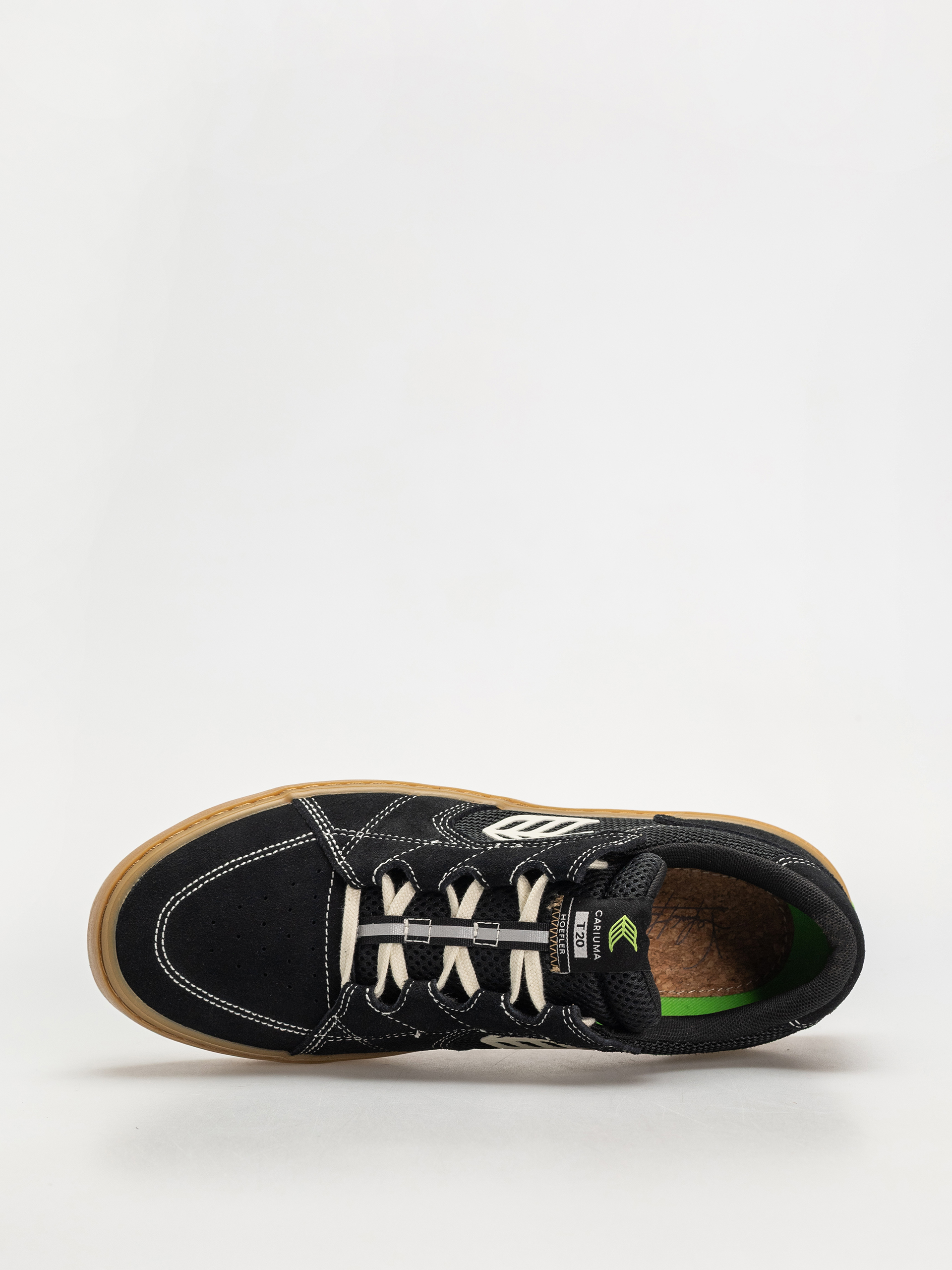 Cariuma T20 Pro Cipők (gum black suede and mesh ivory logo contrast thread)