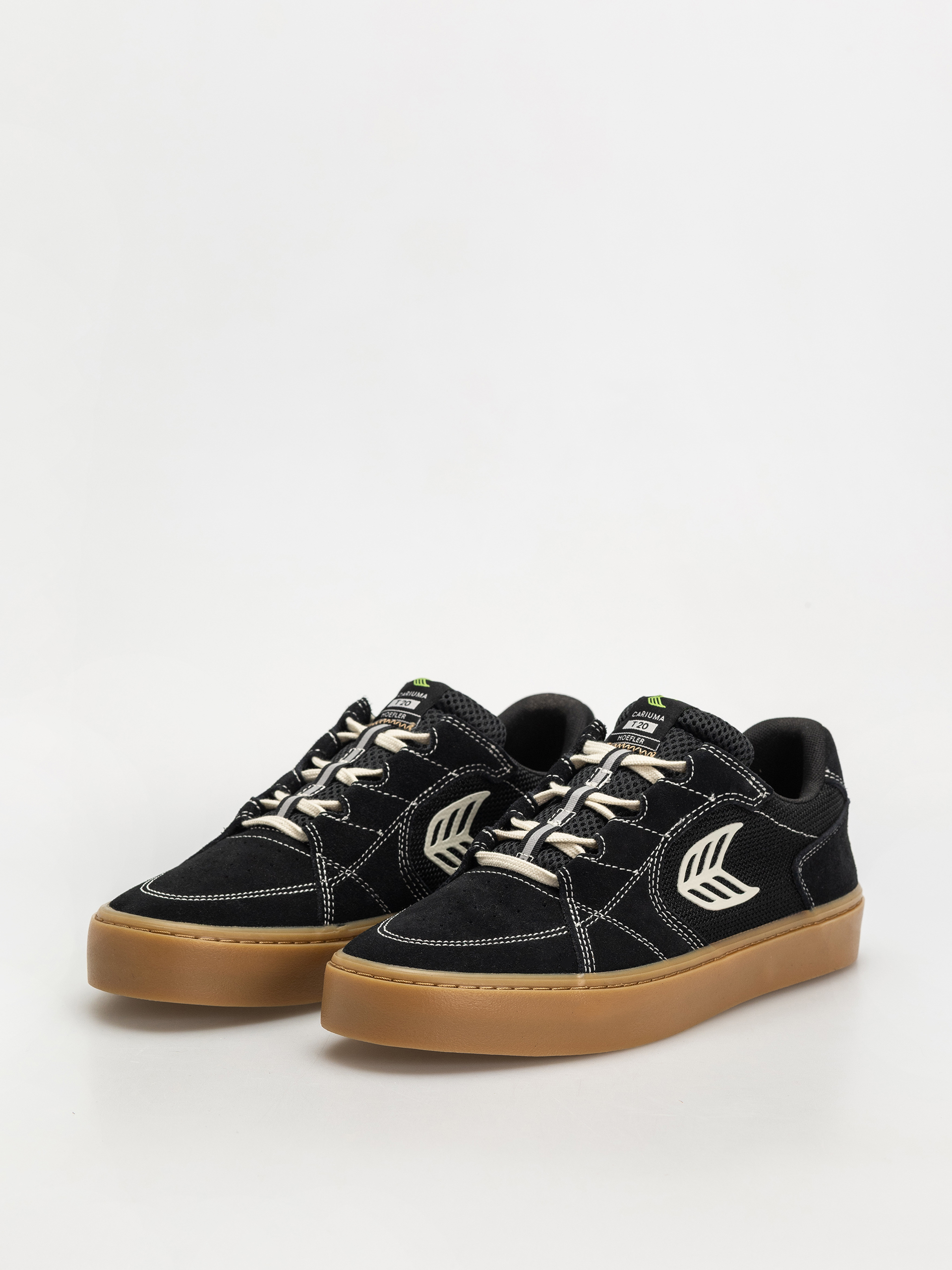 Cariuma T20 Pro Cipők (gum black suede and mesh ivory logo contrast thread)