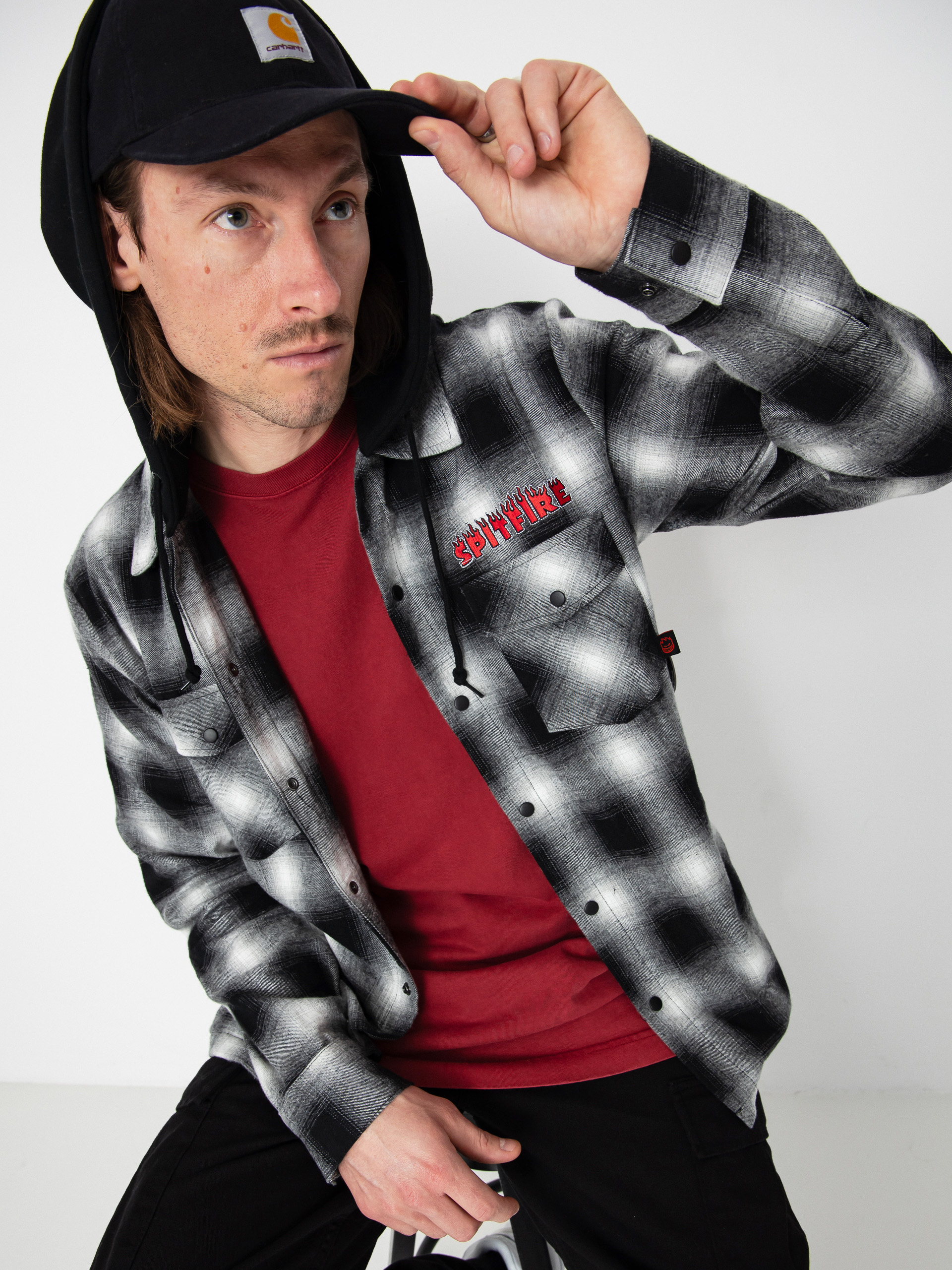 Spitfire Demonseed Hooded Flannel Ing (black/white/multi color embroideries)