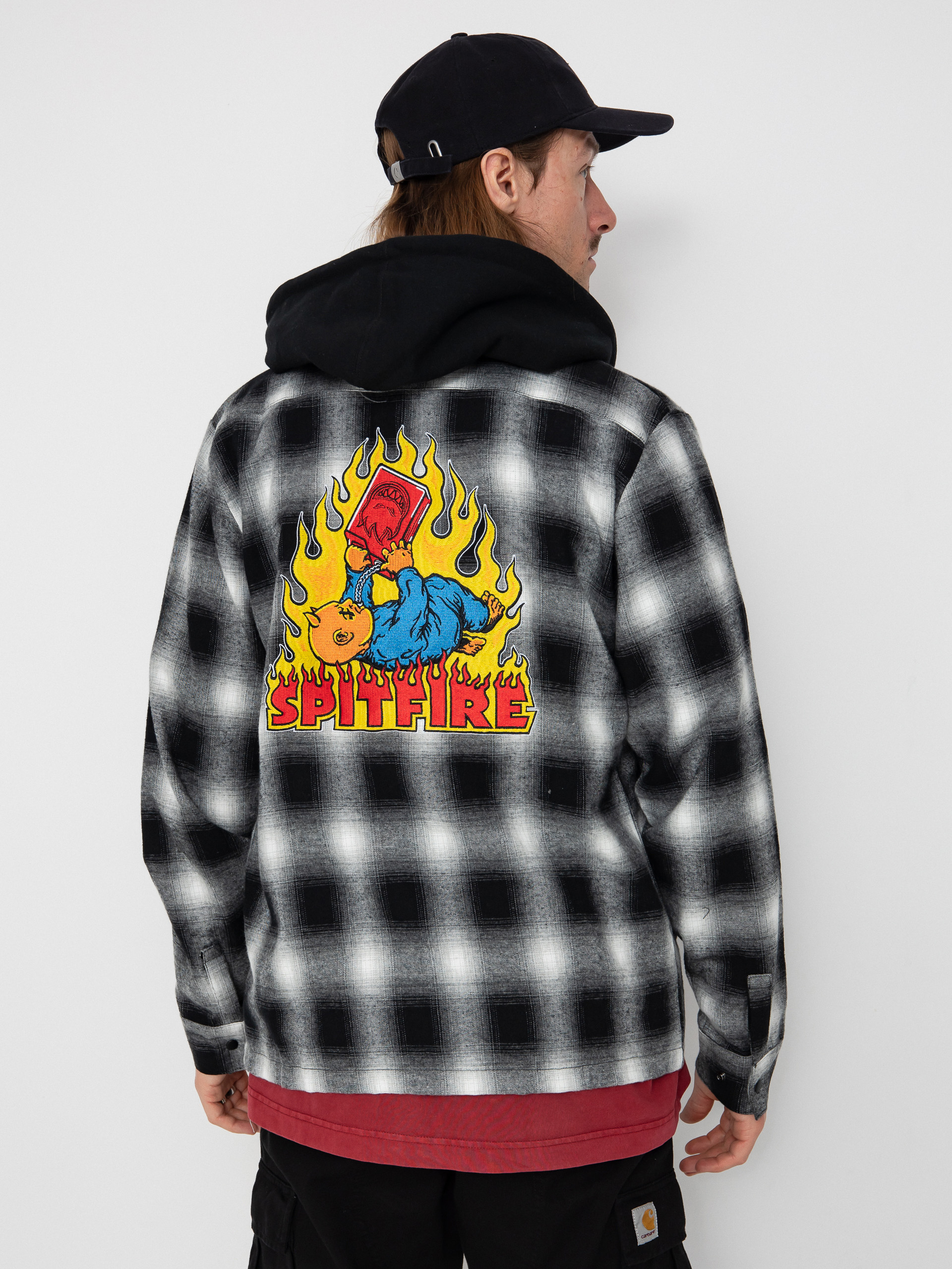 Spitfire Demonseed Hooded Flannel Ing (black/white/multi color embroideries)