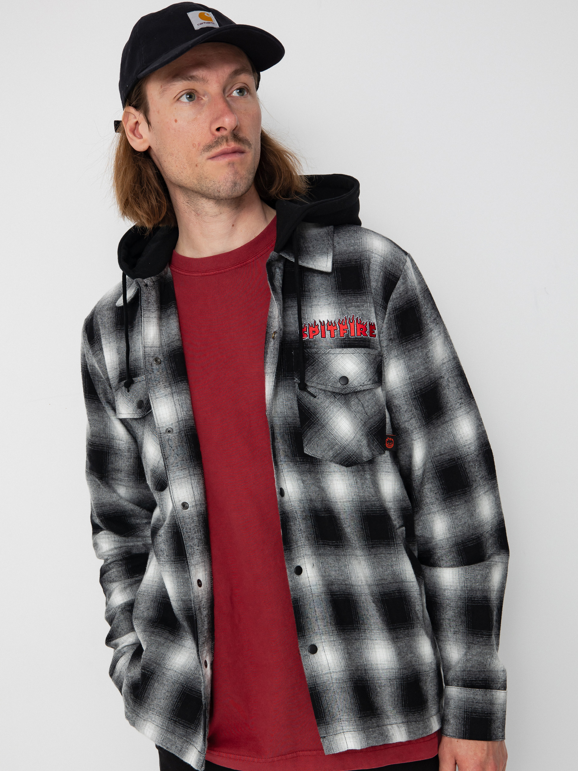 Spitfire Demonseed Hooded Flannel Ing (black/white/multi color embroideries)
