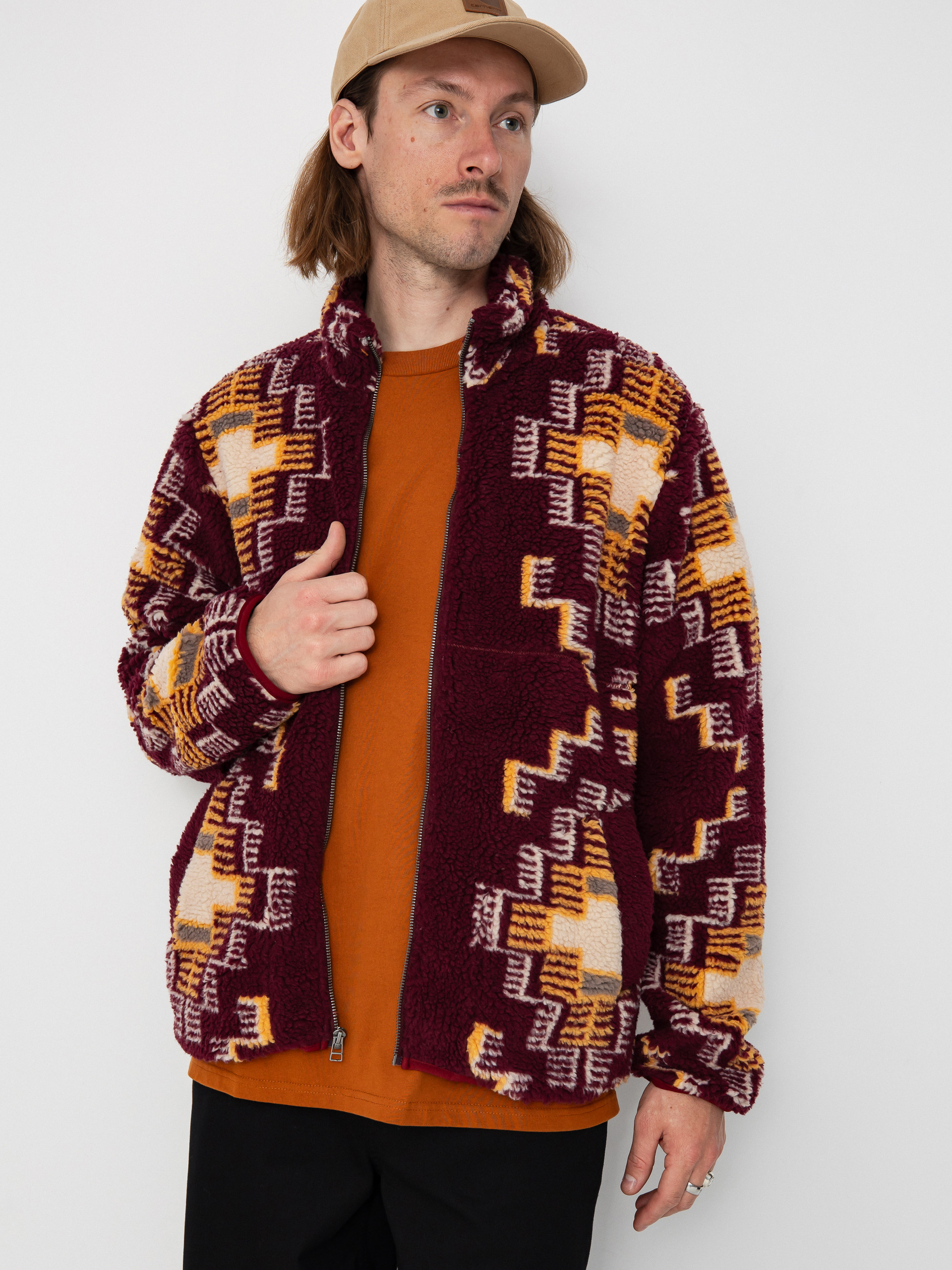 Brixton Arctic Fleece Mock Neck Dzseki (light cabernet)