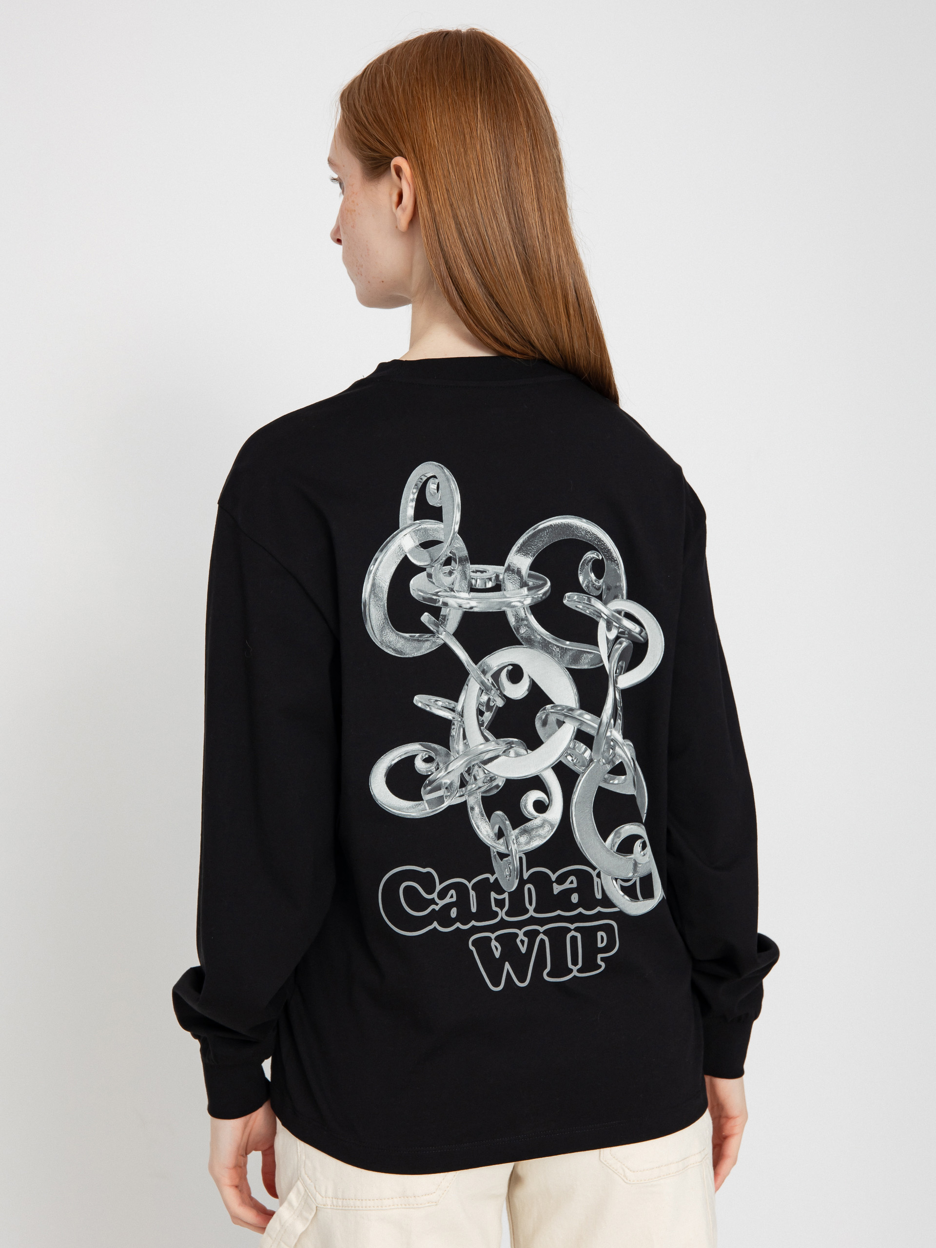 Hosszú ujjú felső Carhartt WIP Linked Charms Wmn (black/silver)