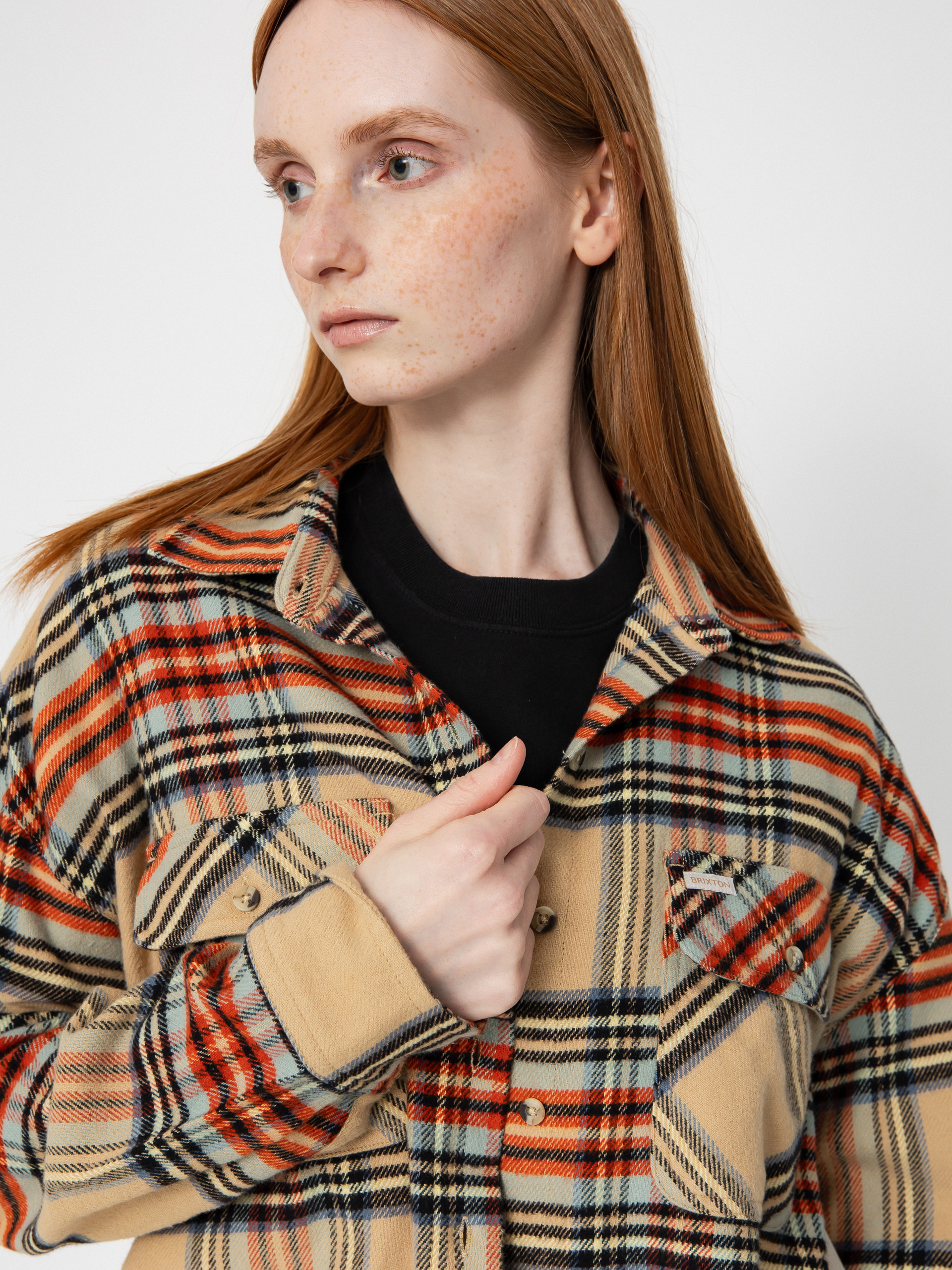 Brixton Bowery Classic Flannel Wmn Ing (sand/burnt brick/black plaid)