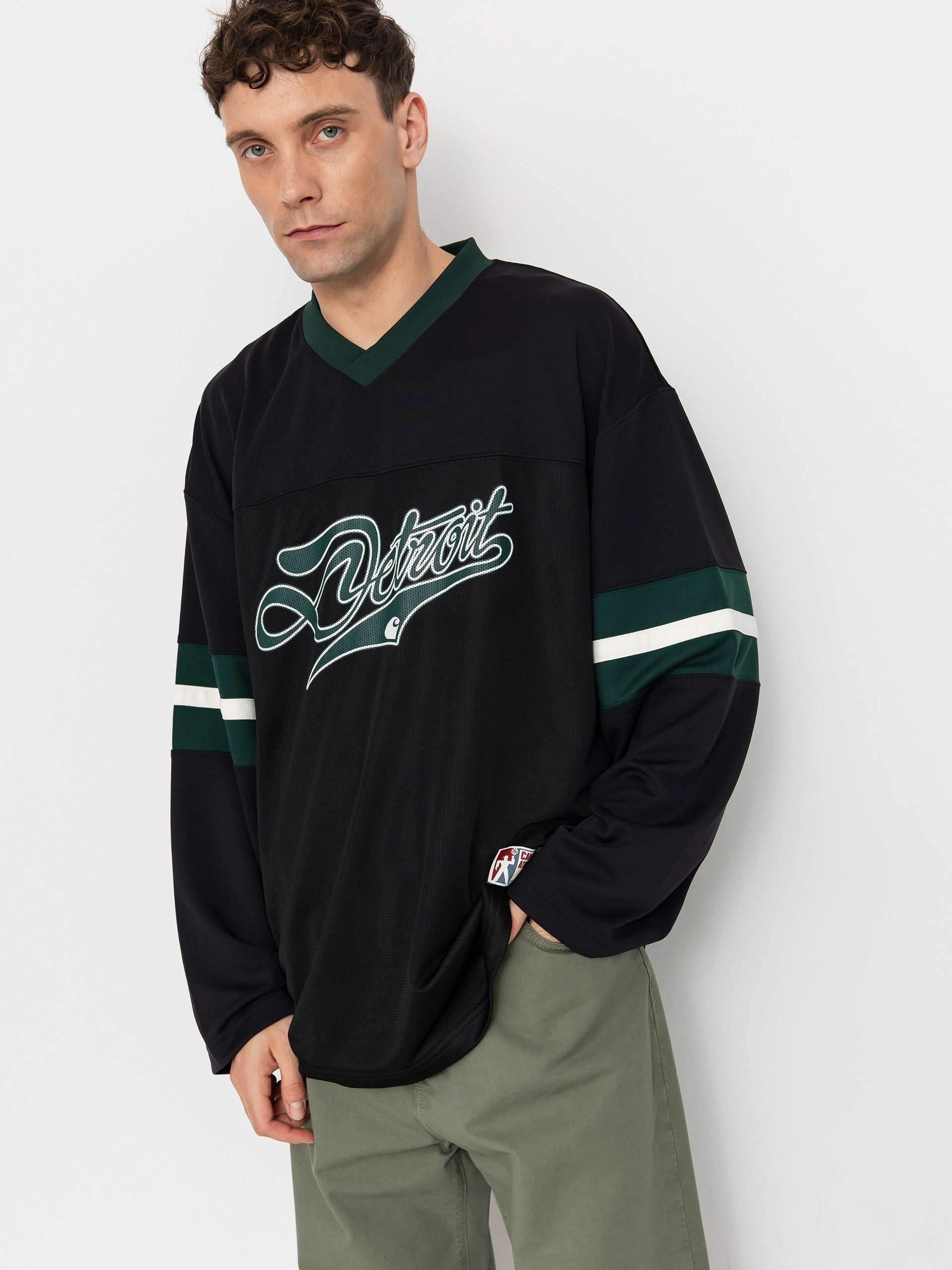 Carhartt WIP Detroit Mesh Hosszú ujjú felső (black/conifer/wax)