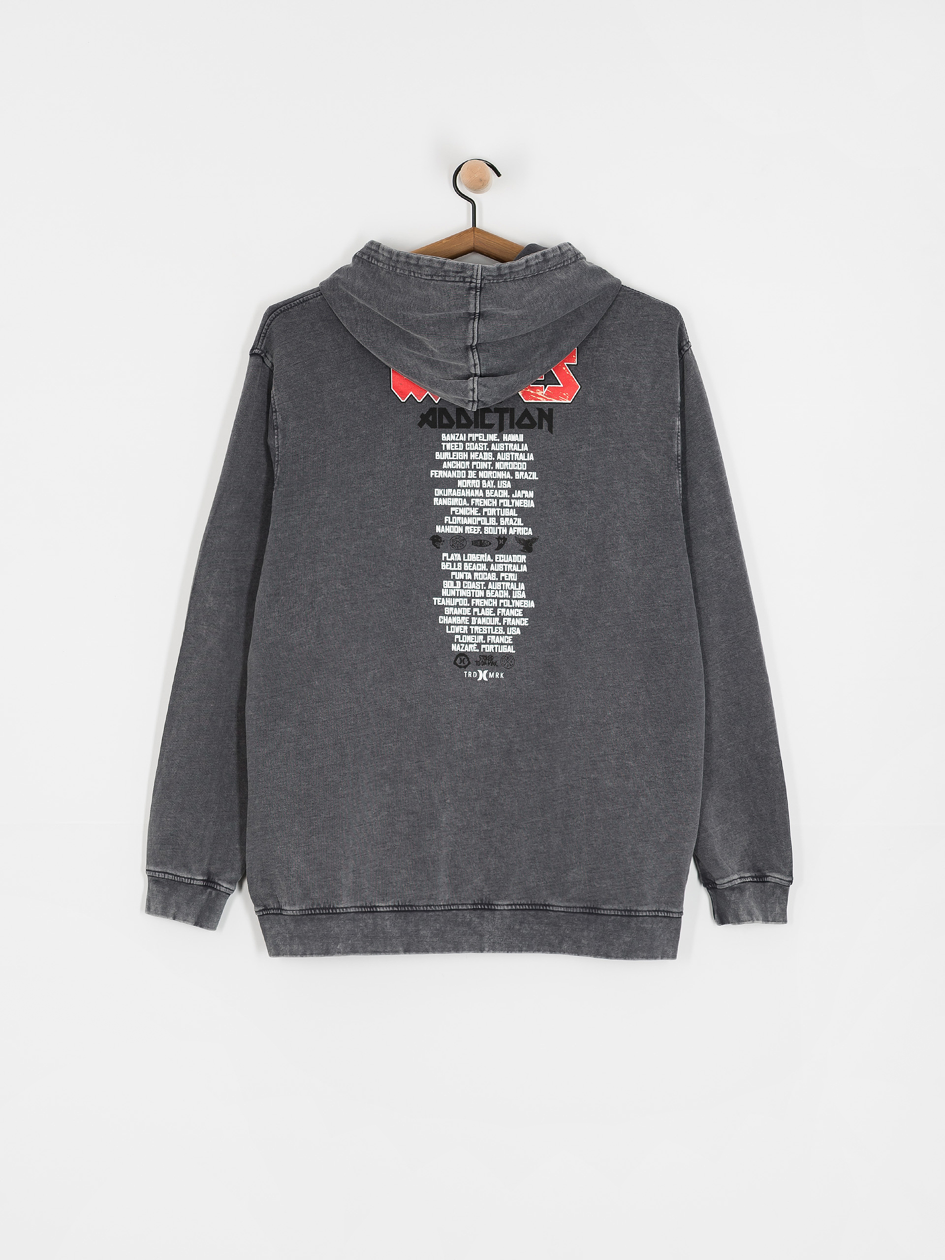 Kapucnis pulóver Hurley Wave Addiction HD (dark stone grey)