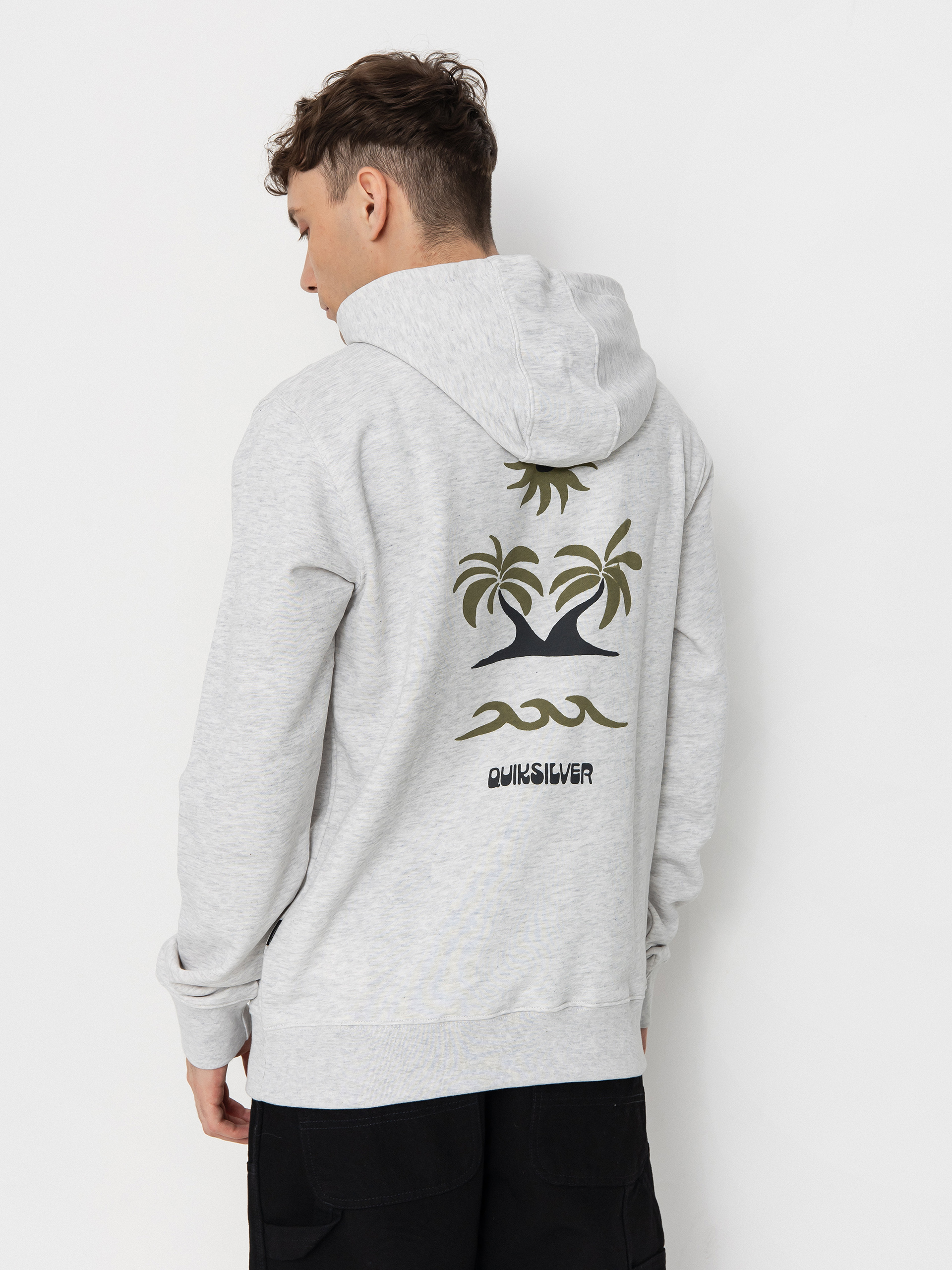 Kapucnis pulóver Quiksilver Graphic Mix HD (white marble heather)