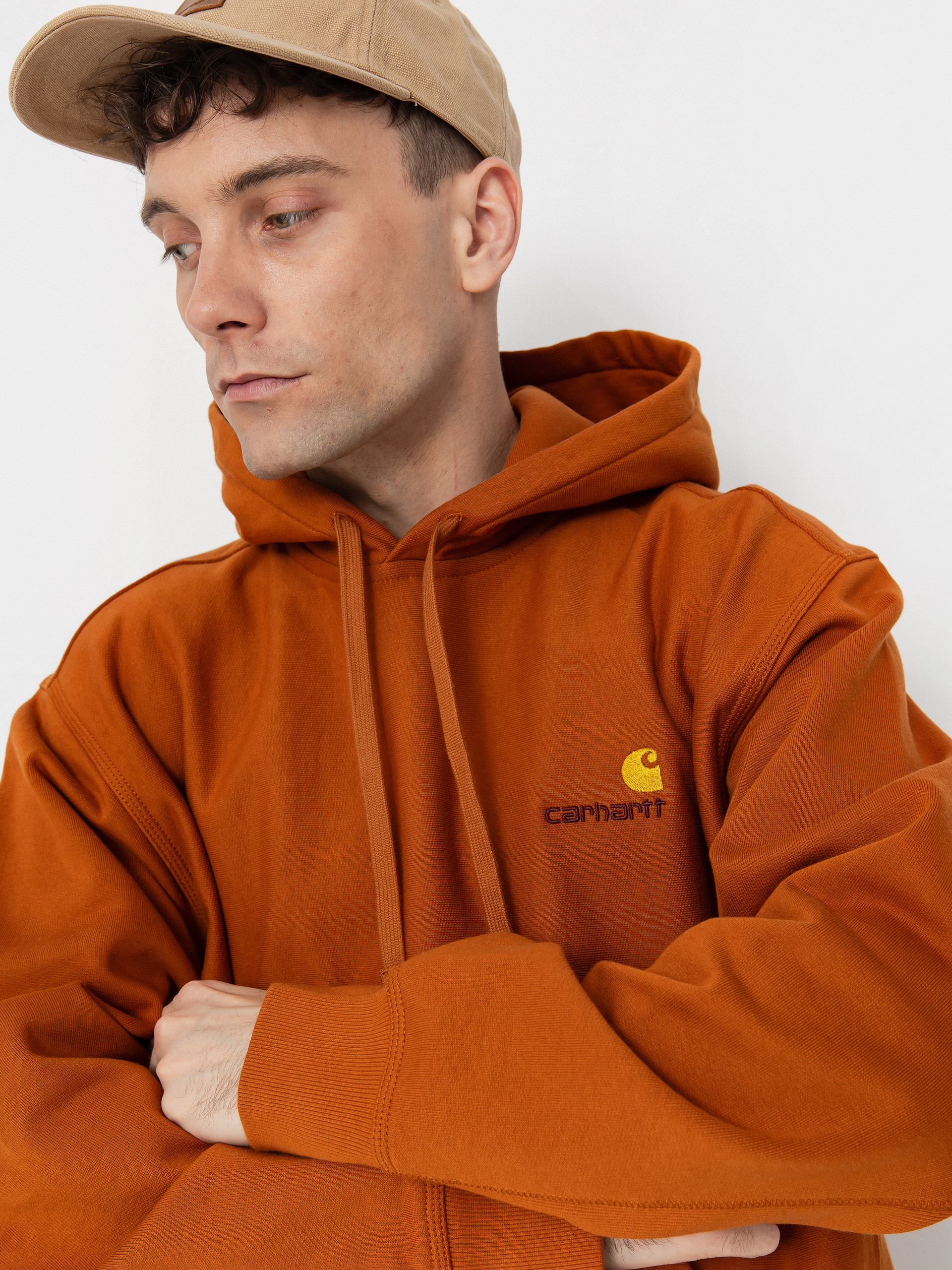 Carhartt WIP American Script HD Kapucnis pulóver (sienna)