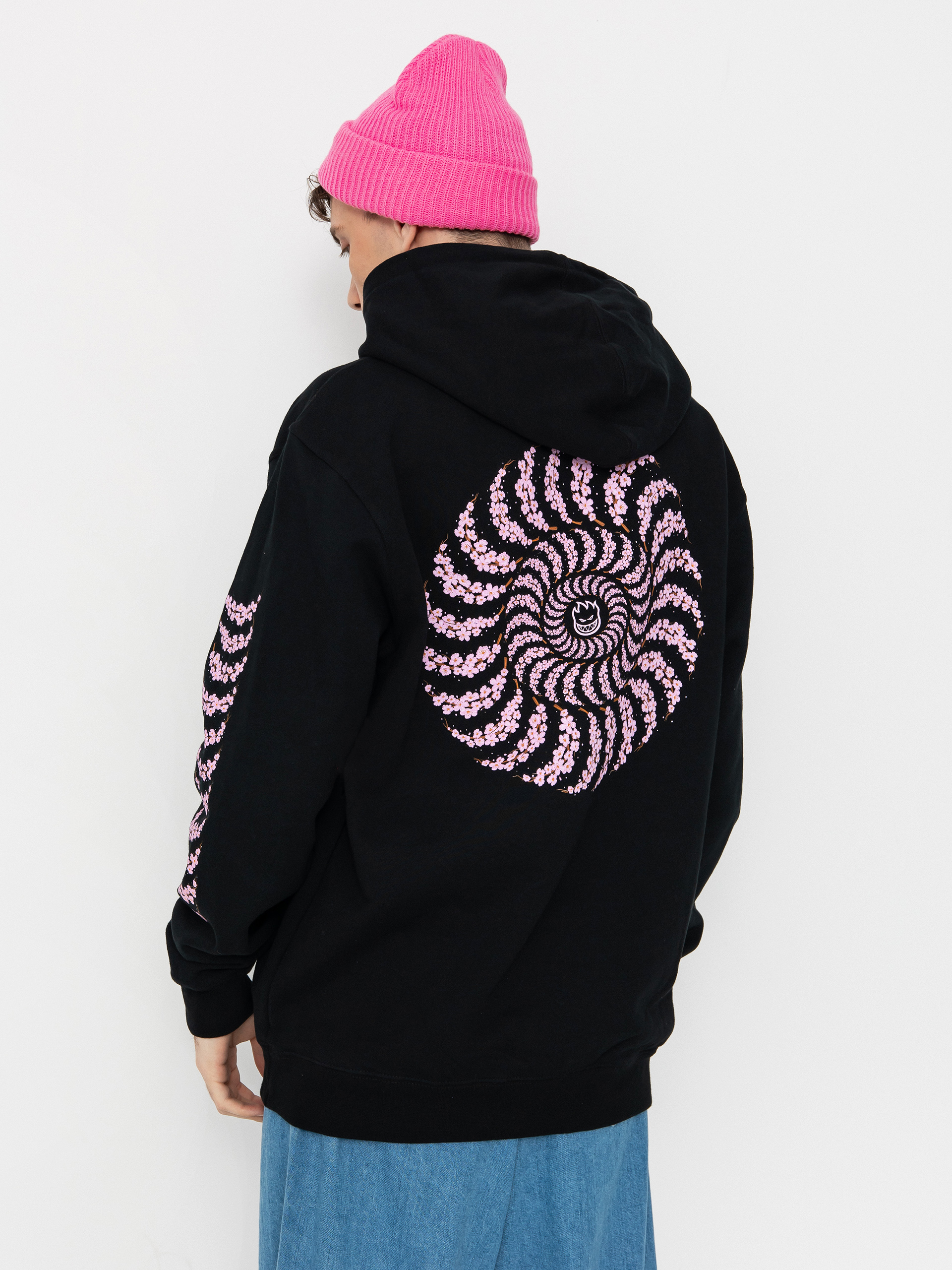Kapucnis pulóver Spitfire Cherry Bloosom HD (black)