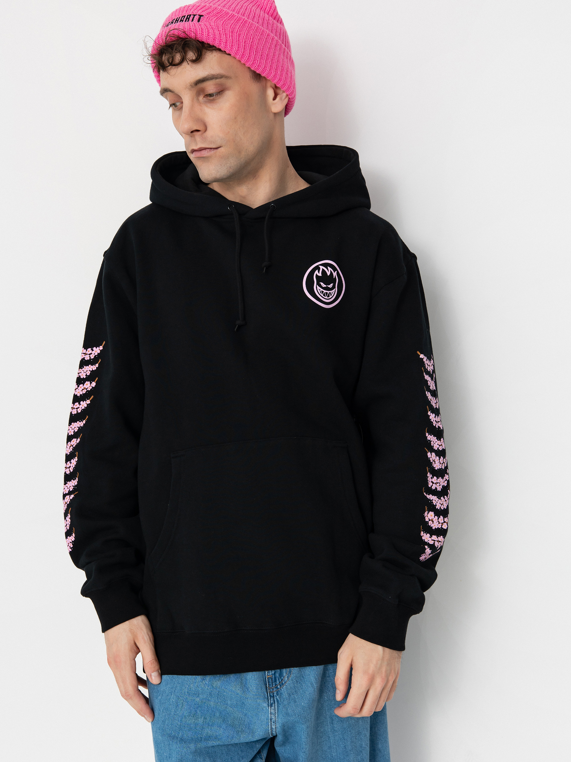 Kapucnis pulóver Spitfire Cherry Bloosom HD (black)