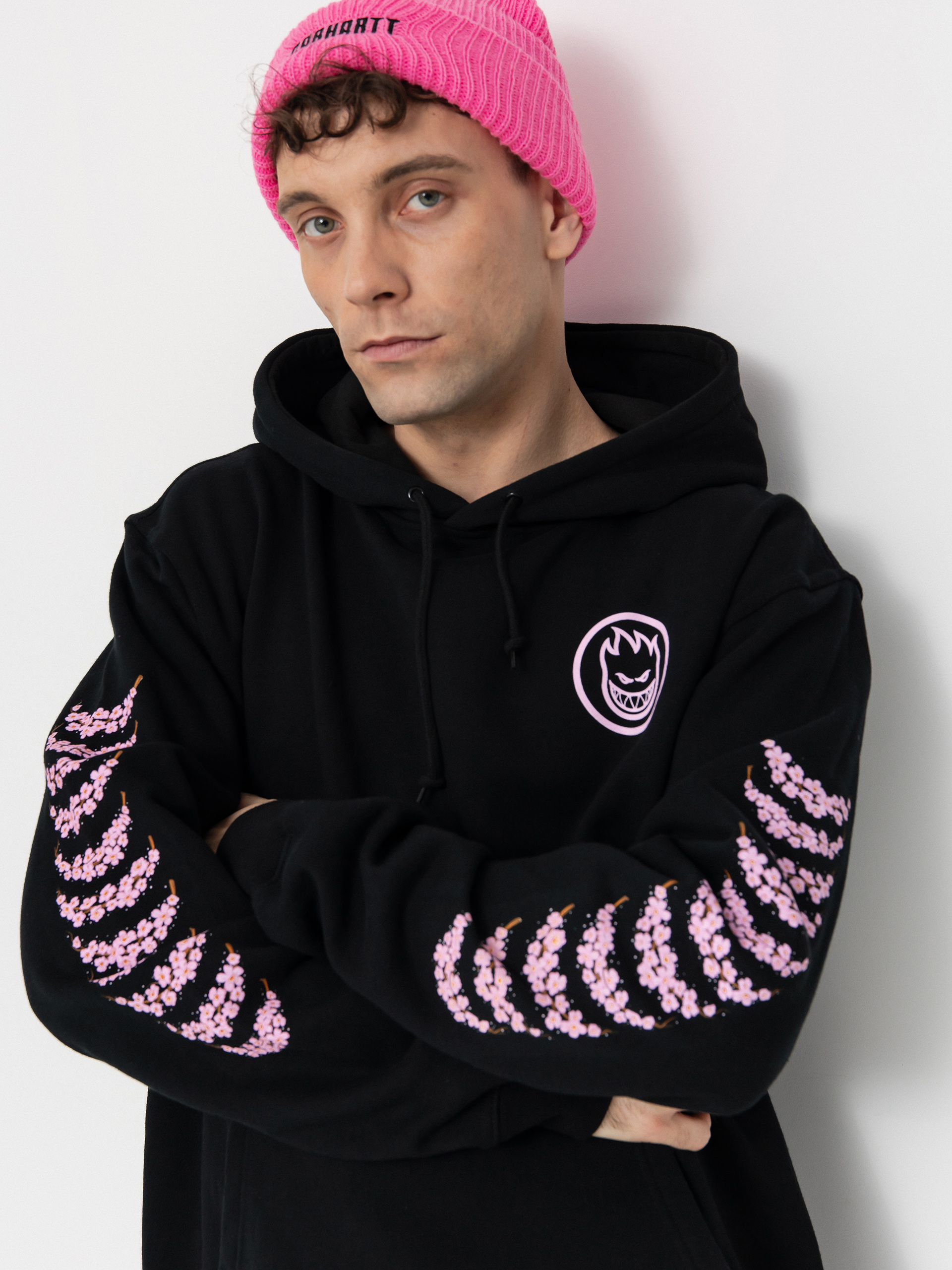 Kapucnis pulóver Spitfire Cherry Bloosom HD (black)