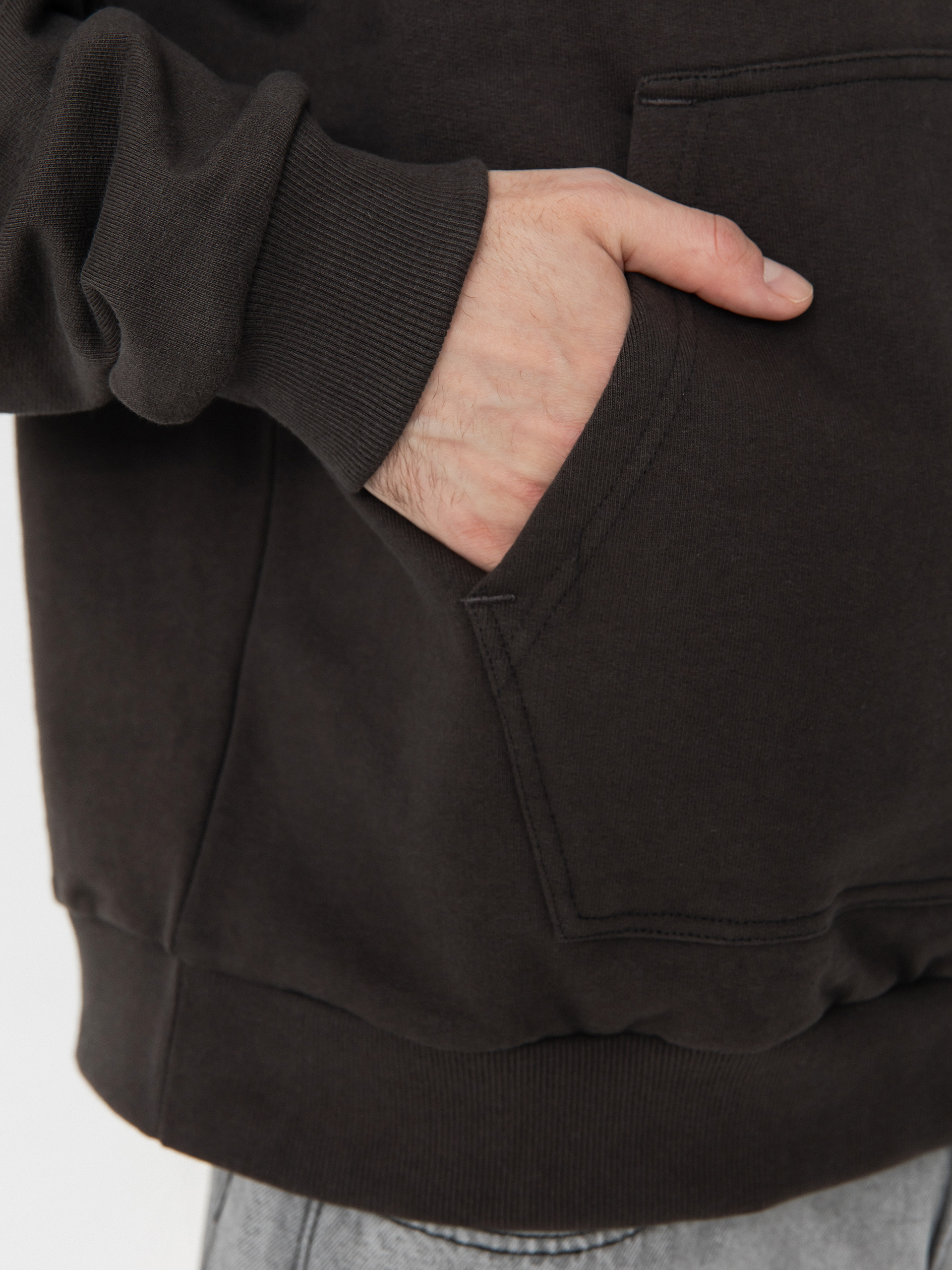 Brixton Embroidered Heavy Weight HD Kapucnis pulóver (washed black)