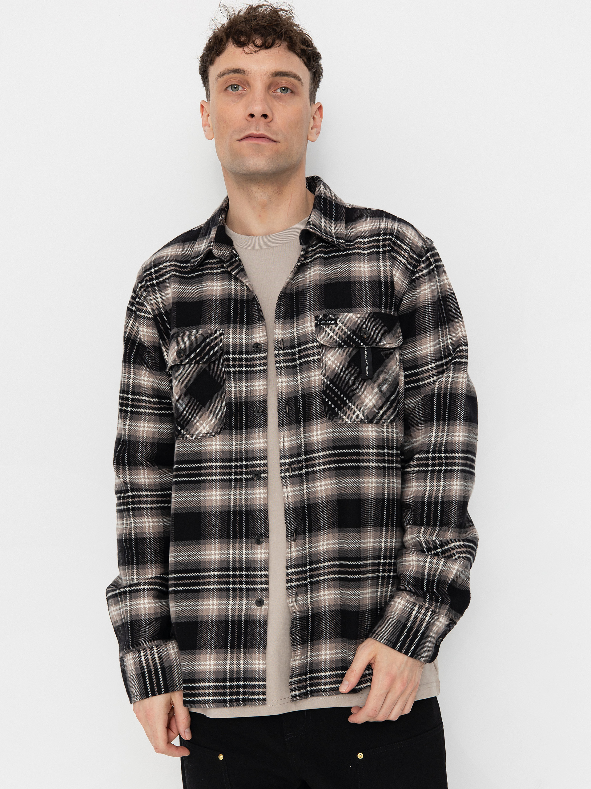 Brixton Bowery Flannel Ing (black/charcoal/beige)