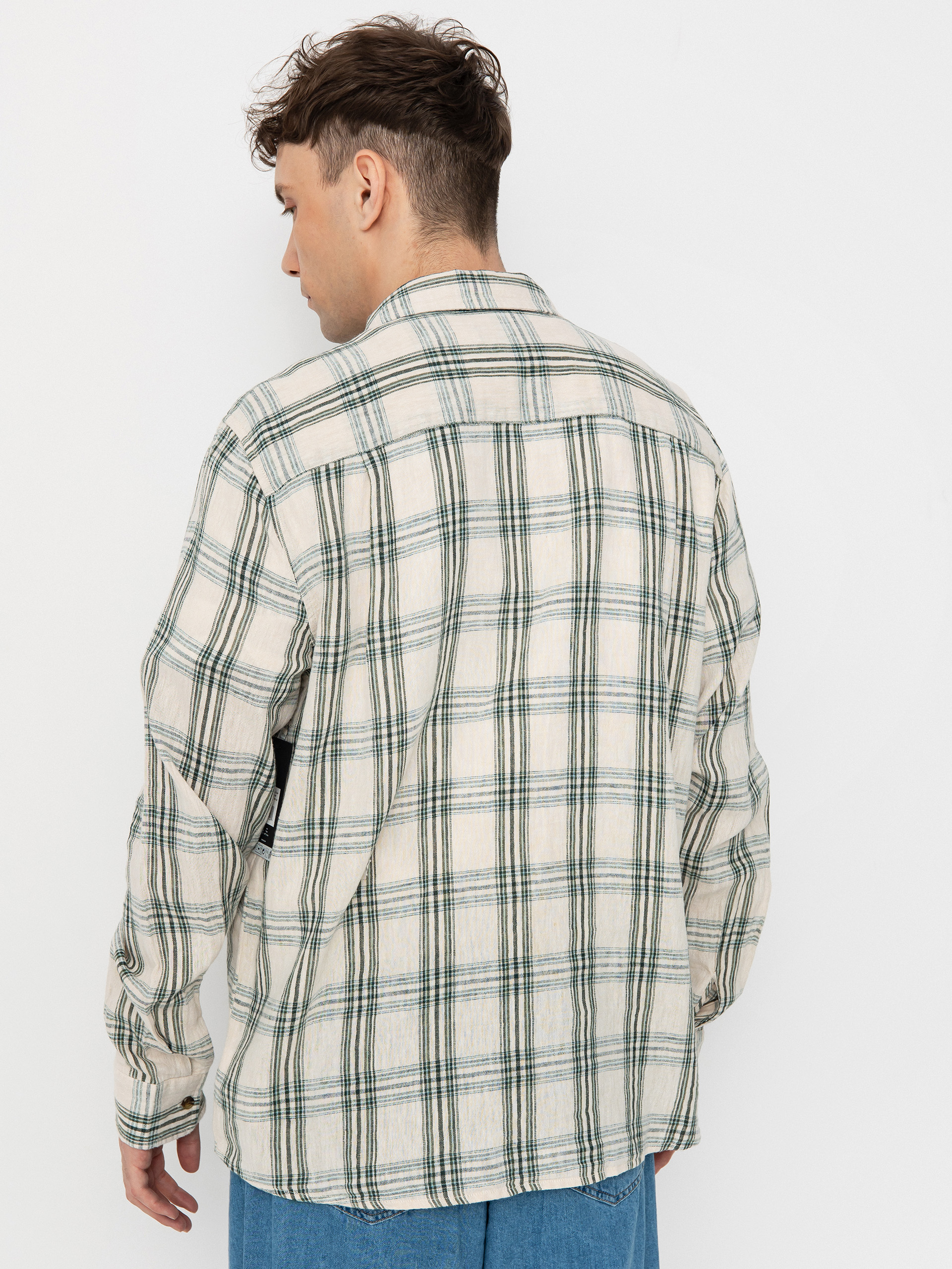 Brixton Charter Linen Blend Ls Ing (off white/ivy green plaid)