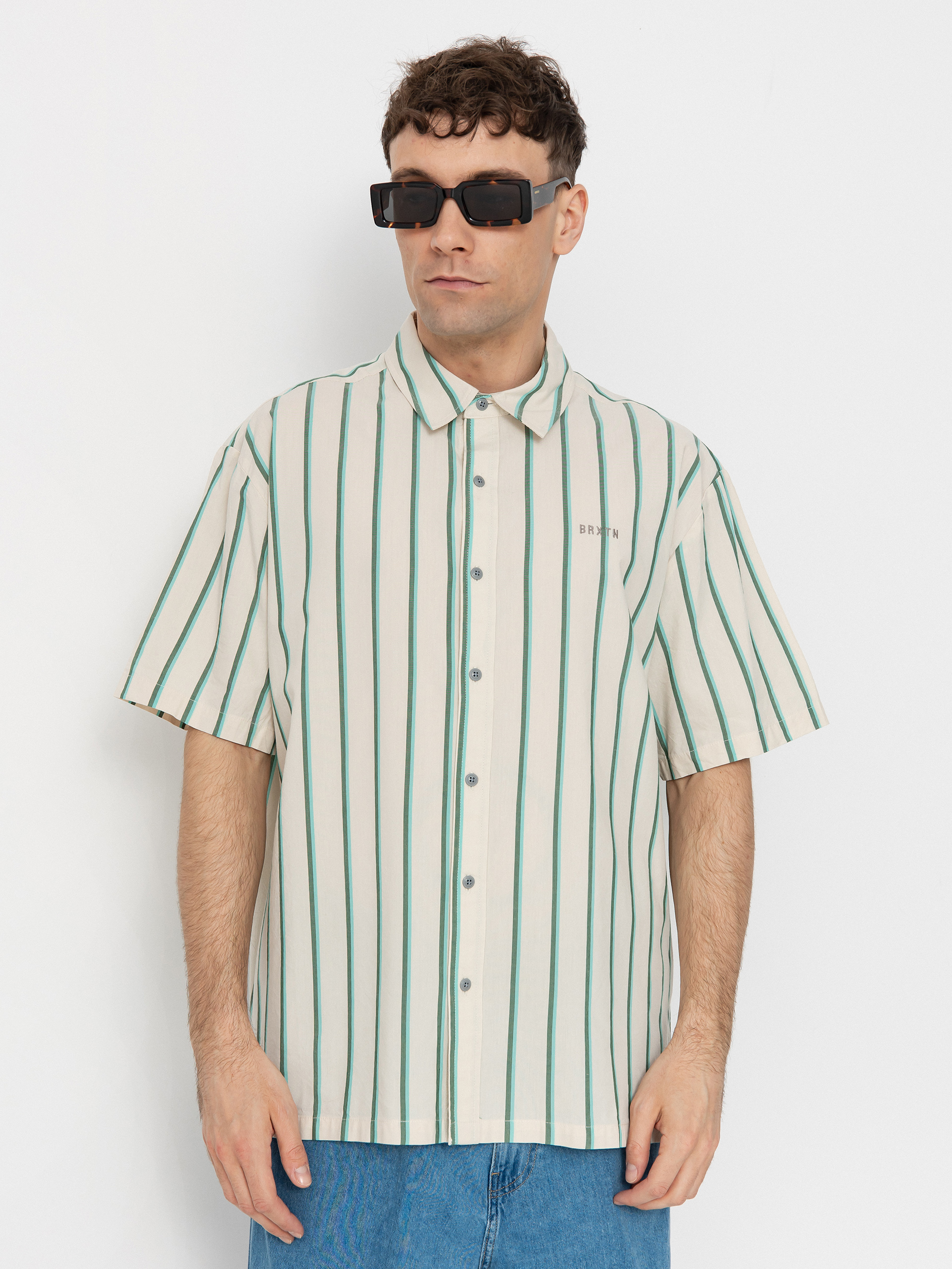 Brixton Cru Stripe Ing (beige/pine needle/aquatic gree)