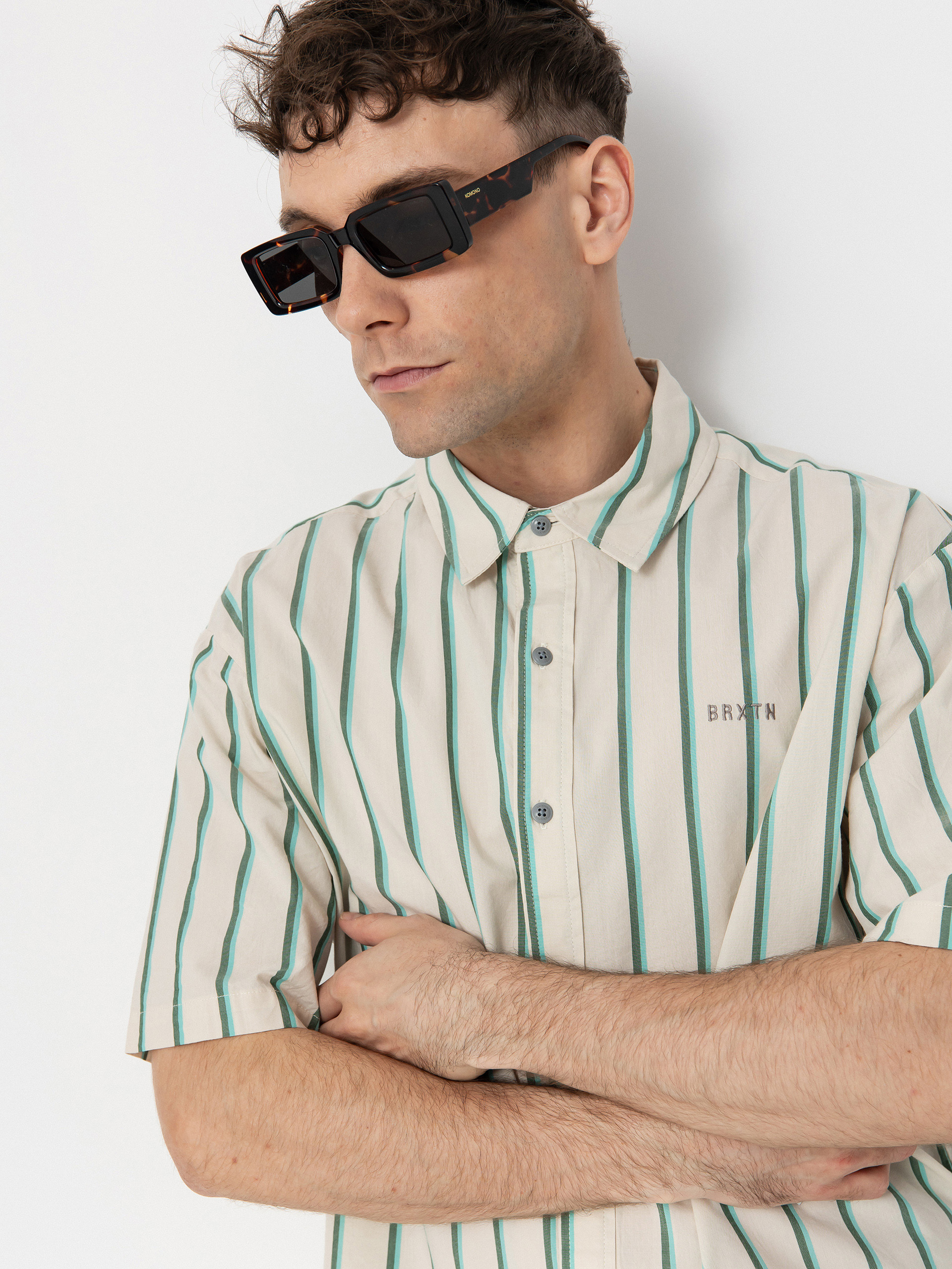 Brixton Cru Stripe Ing (beige/pine needle/aquatic gree)