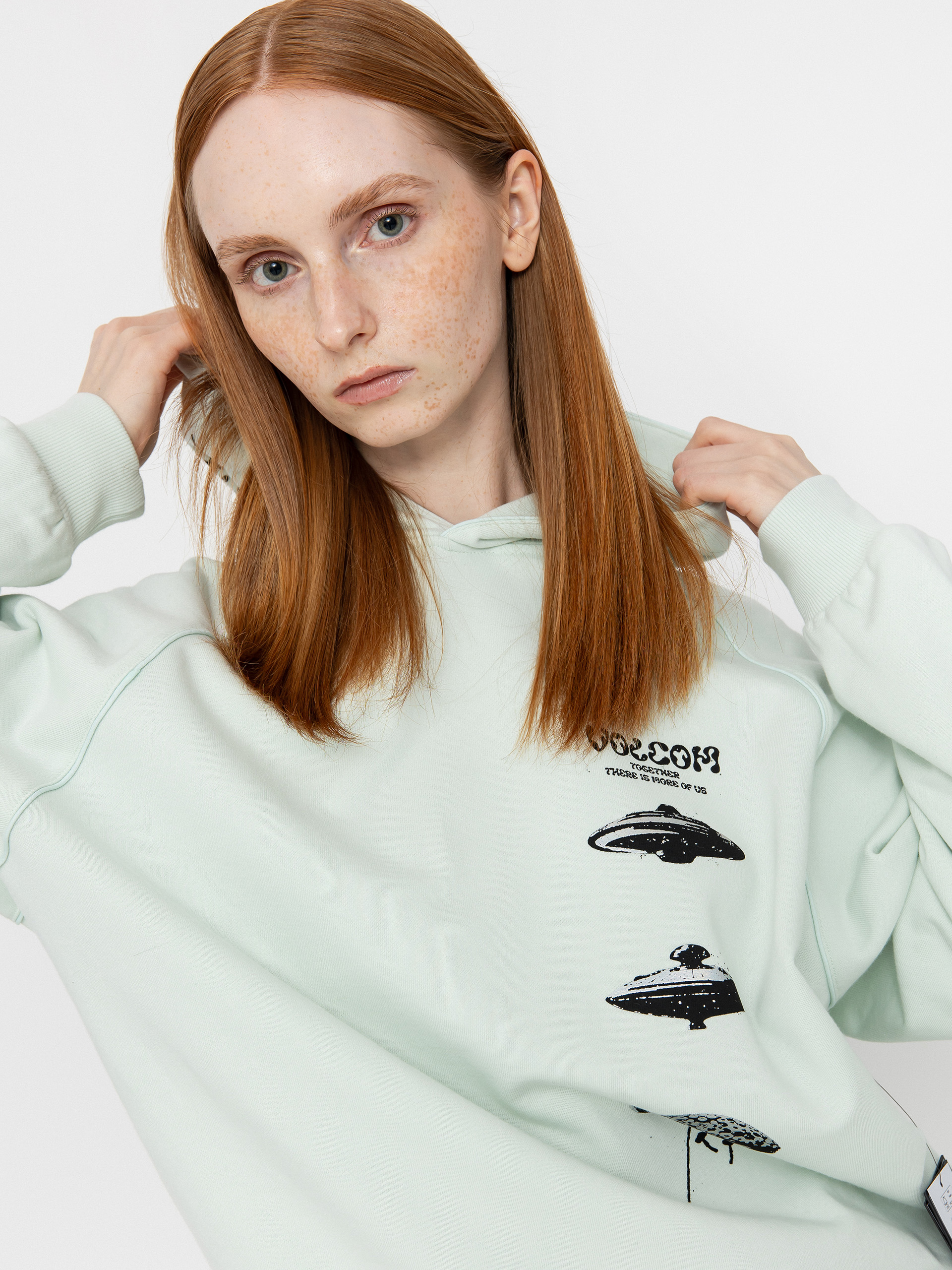 Kapucnis pulóver Volcom Fa Filip Rygalski HD Wmn (cloud blue)