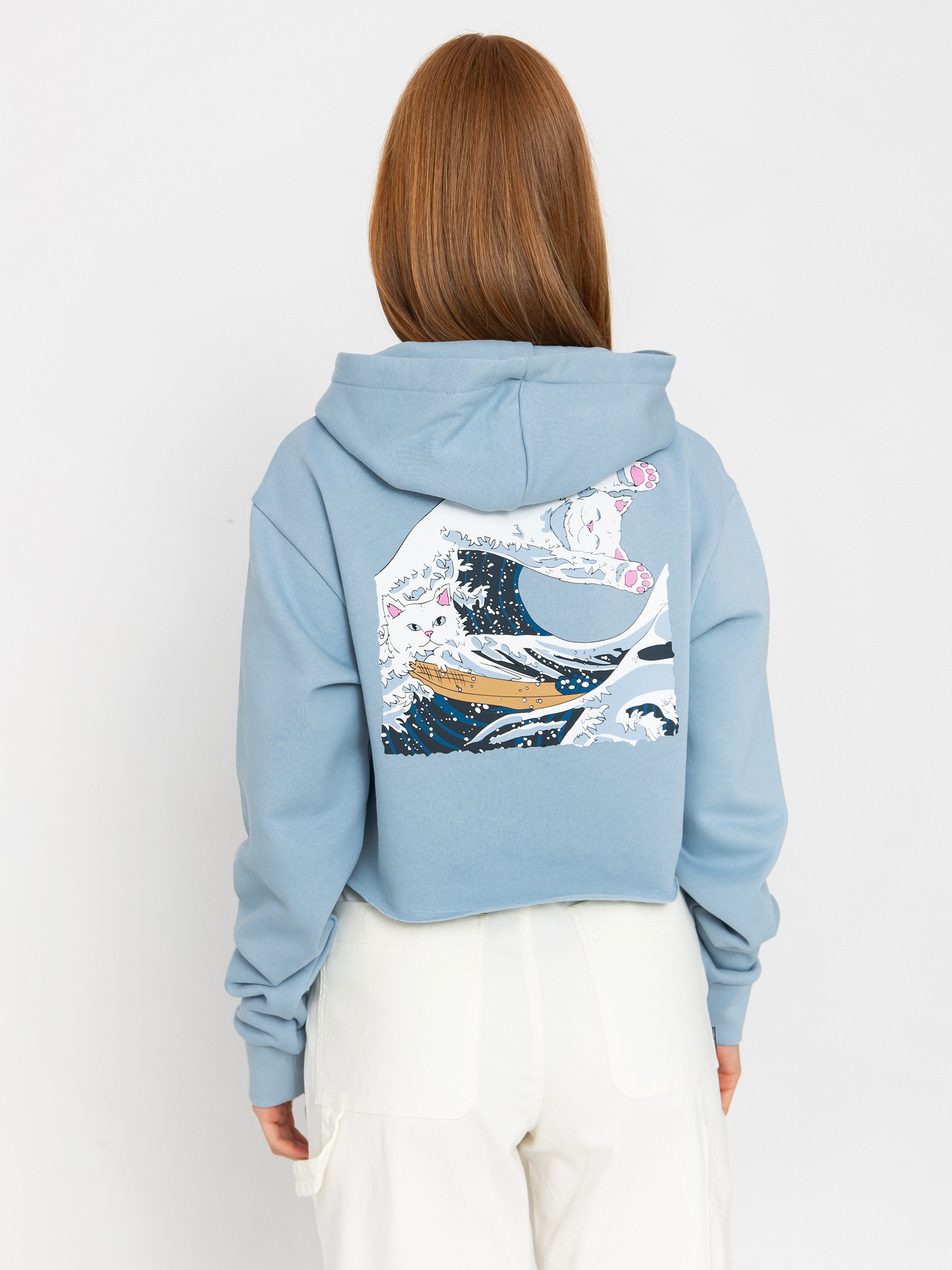 Kapucnis pulóver RipNDip Great Wave HD Wmn (powder blue)