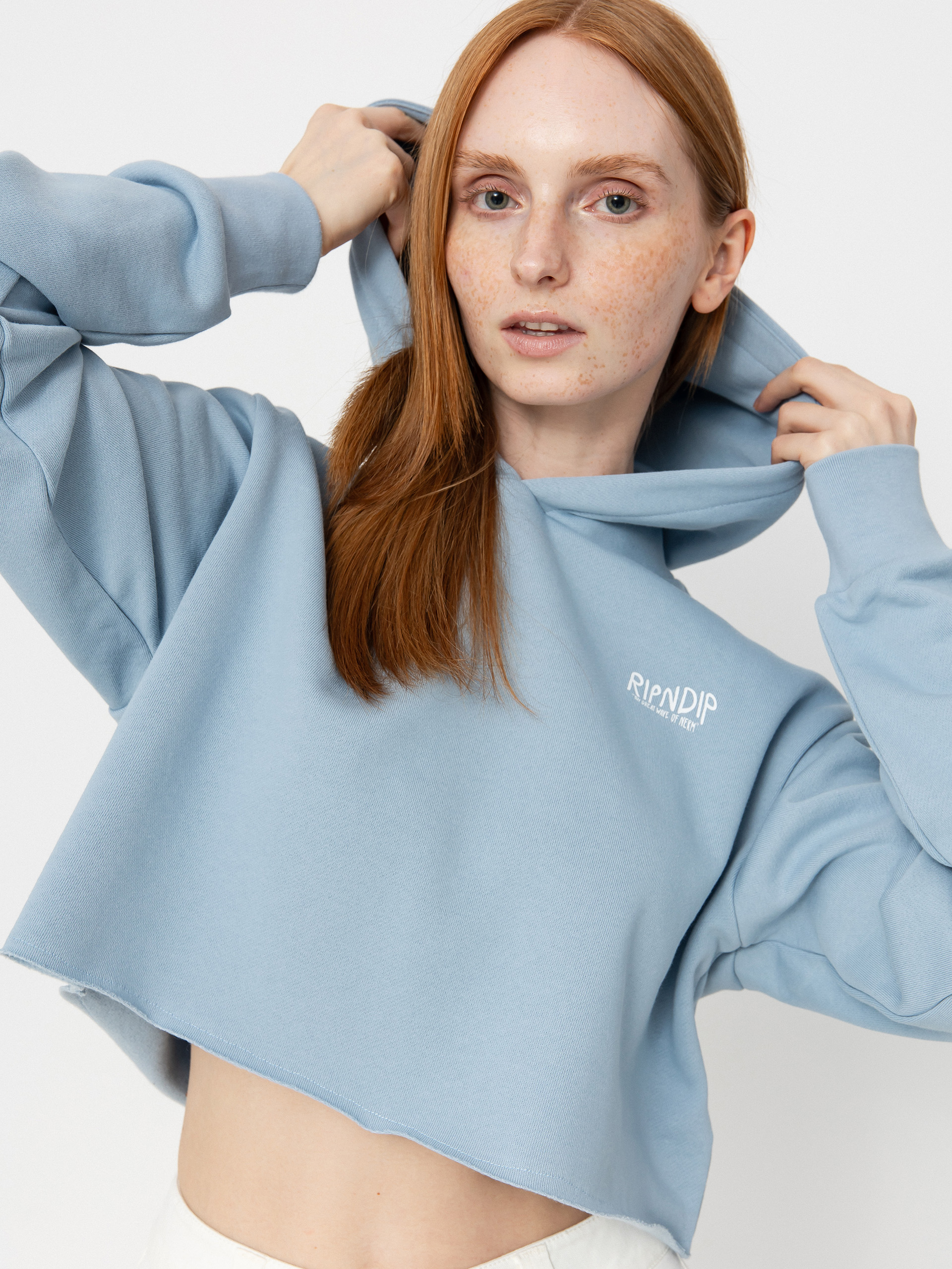 Kapucnis pulóver RipNDip Great Wave HD Wmn (powder blue)