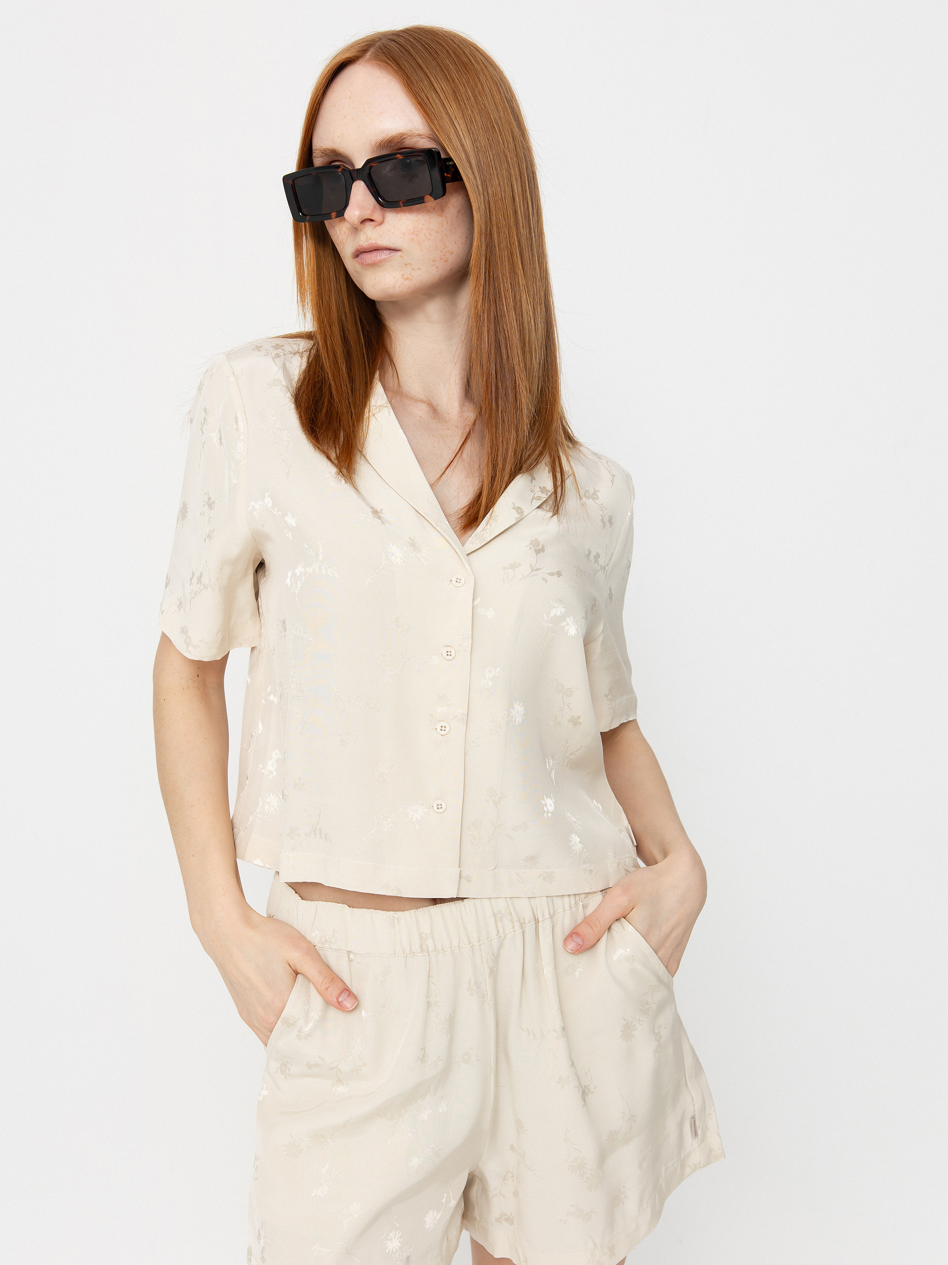 Brixton Silky Jacquard Button Down Wmn Ing (whitecap floral jacquard)