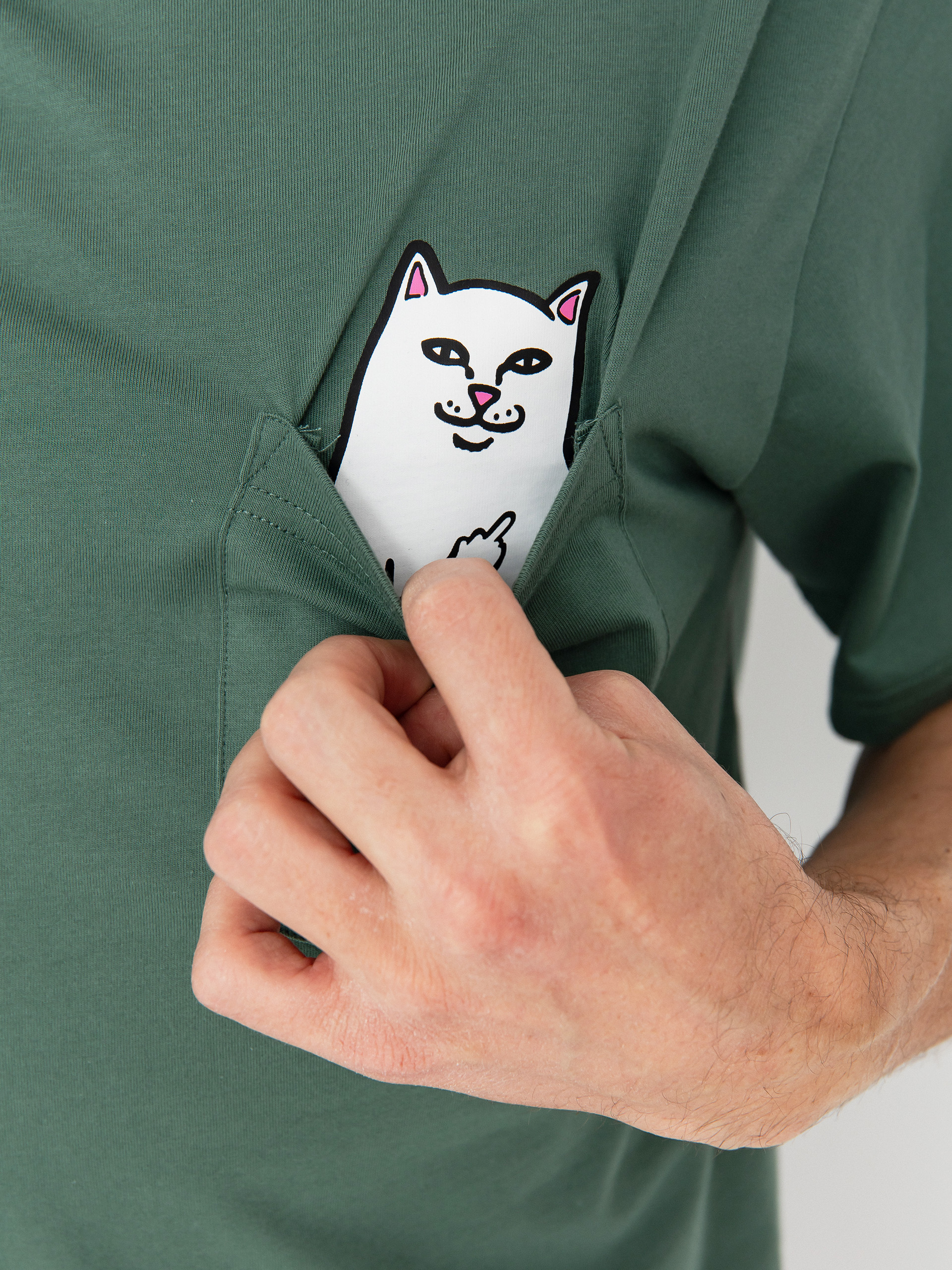 Póló RipNDip Lord Nermal Pocket (dark olive)