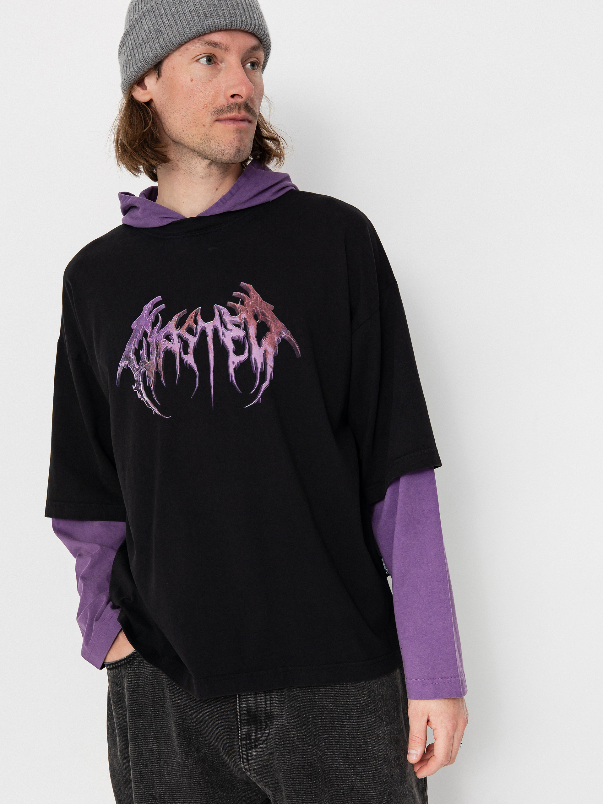 Wasted Paris Slug Age HD Kapucnis pulóver (faded black/imperial purple)