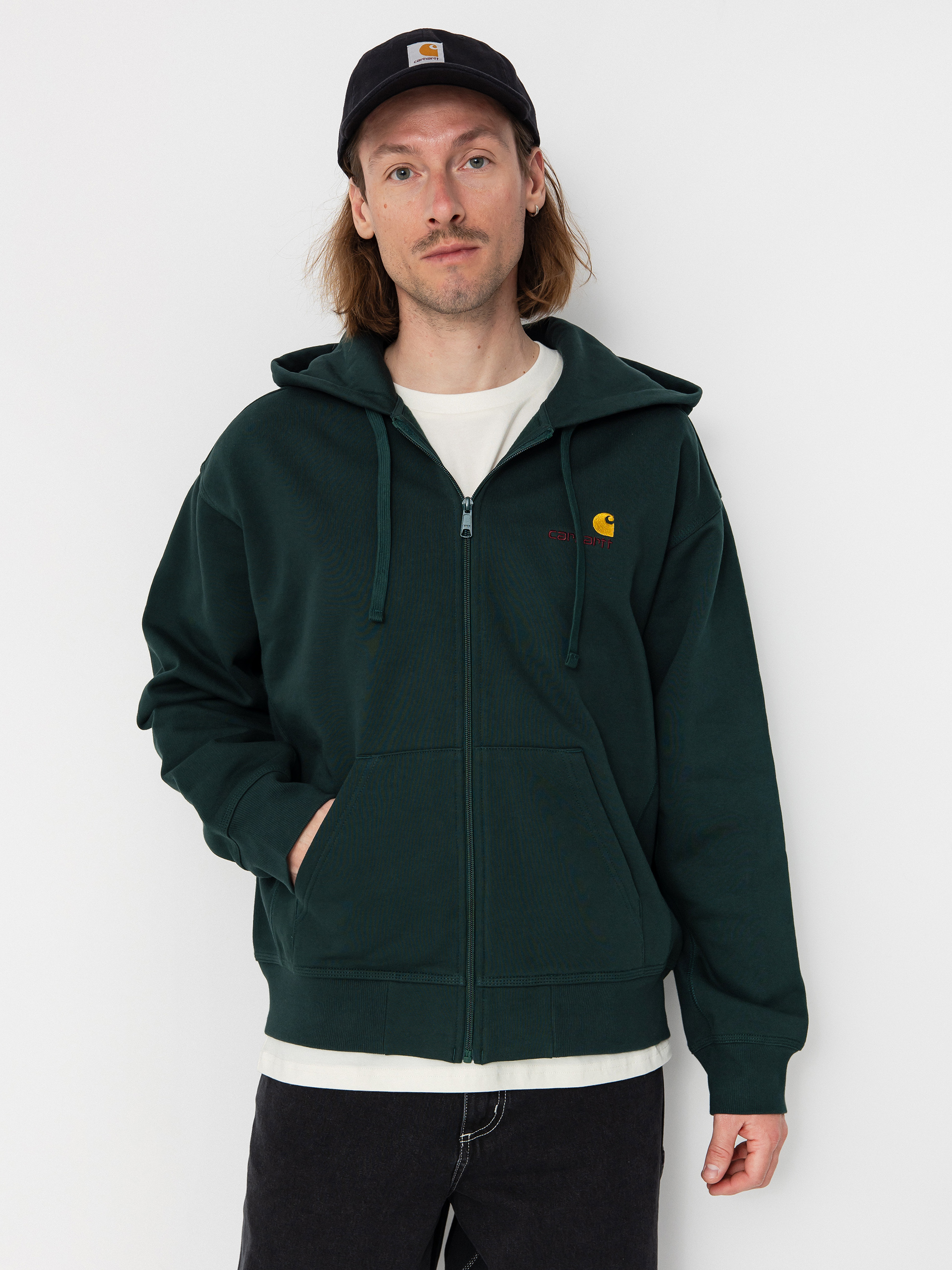 Carhartt WIP American Script ZHD Kapucnis pulóver (conifer)