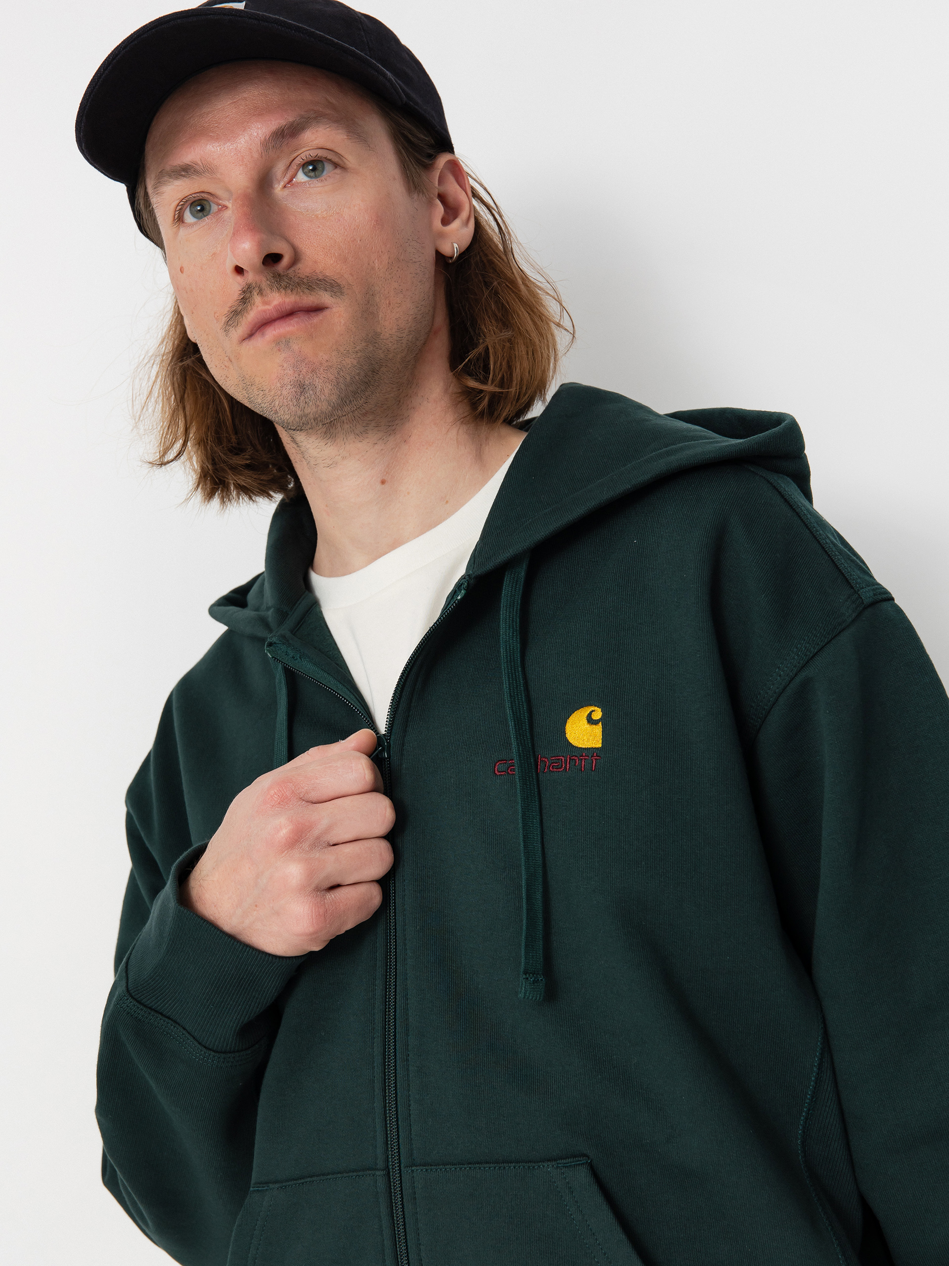 Carhartt WIP American Script ZHD Kapucnis pulóver (conifer)