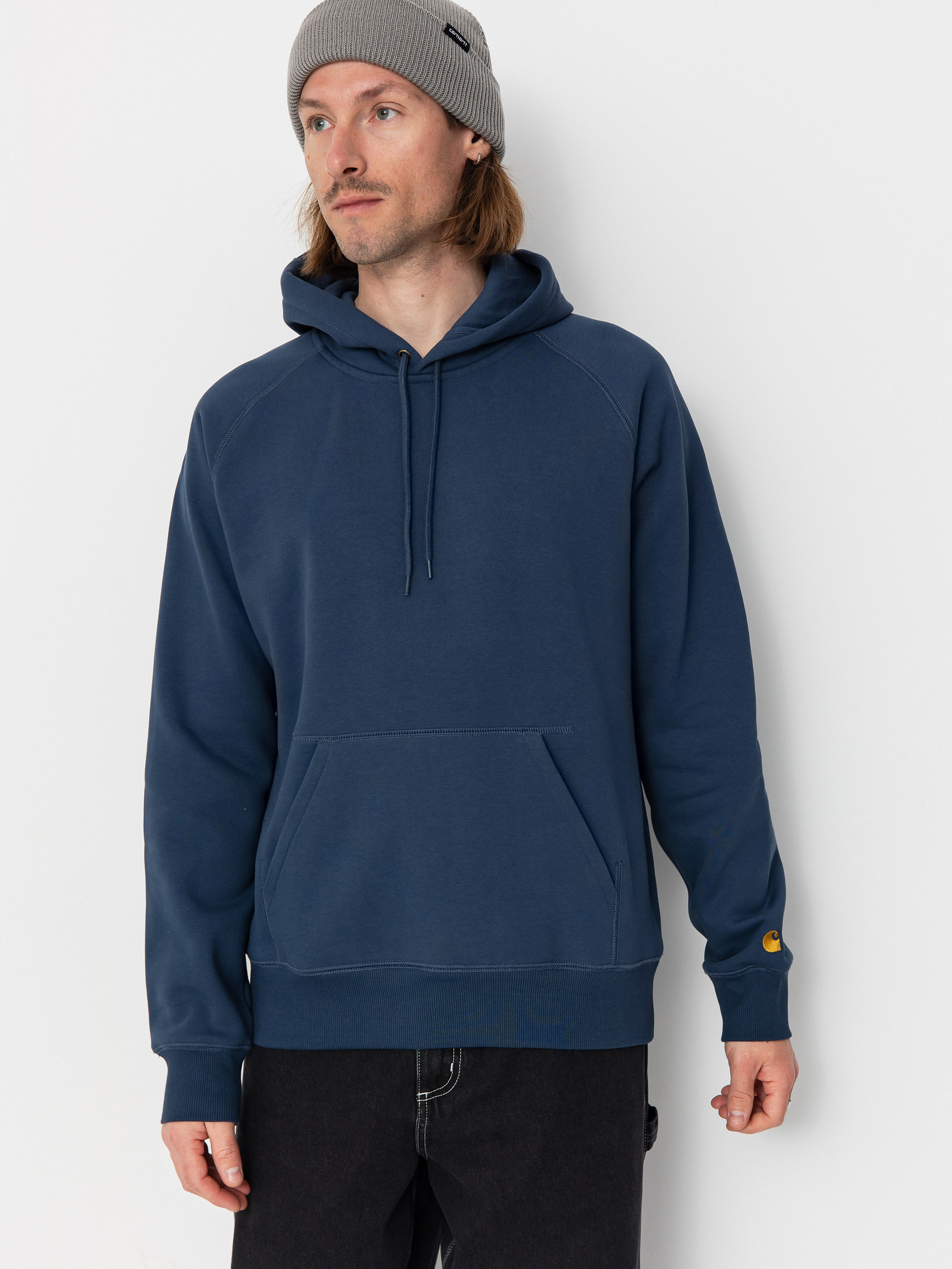 Kapucnis pulóver Carhartt WIP Chase HD (dusky blue/gold)