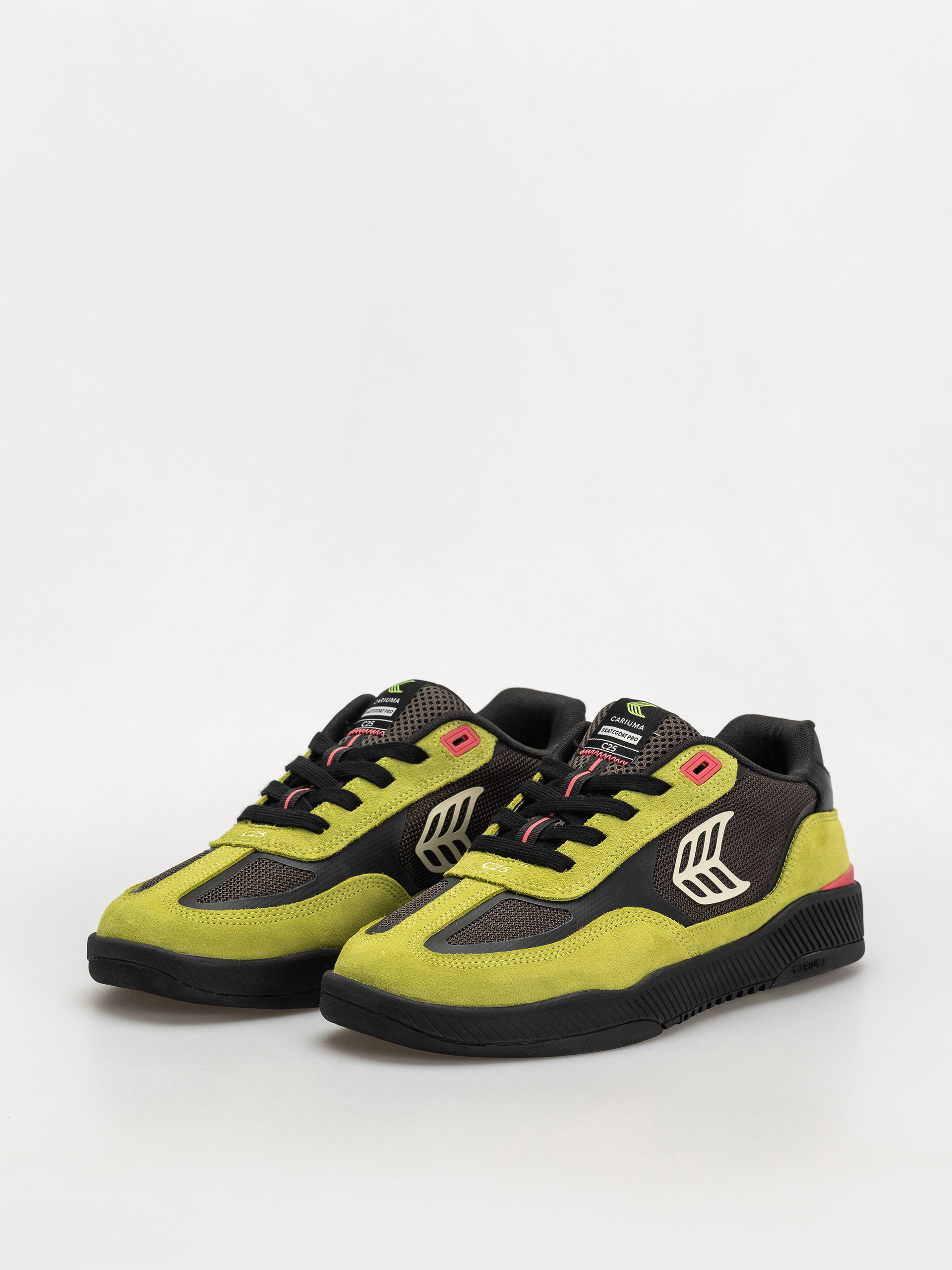 Cariuma Skategoat C25 Pro Cipők (lime green suede black mesh ivory logo pink)