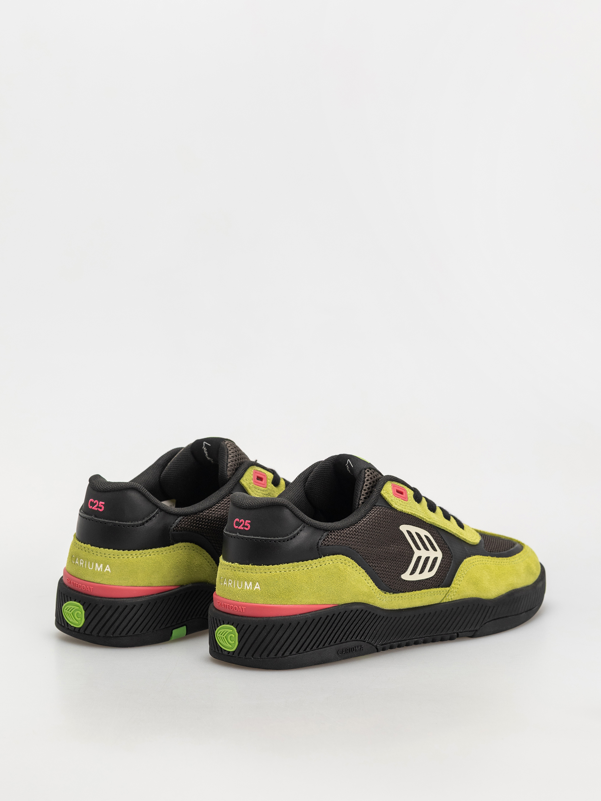 Cariuma Skategoat C25 Pro Cipők (lime green suede black mesh ivory logo pink)