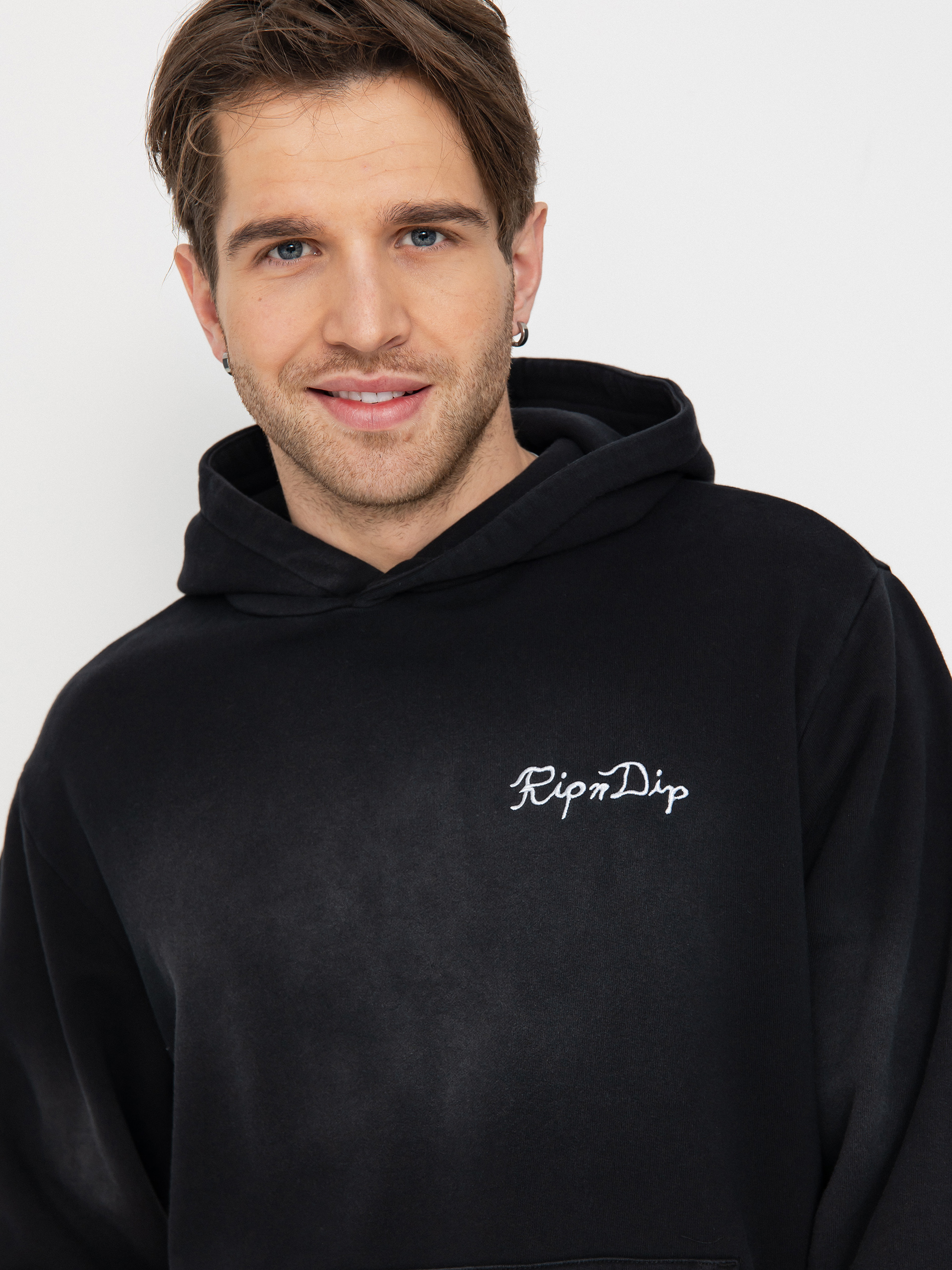 Kapucnis pulóver RipNDip Ripnlit HD (black vintage wash)