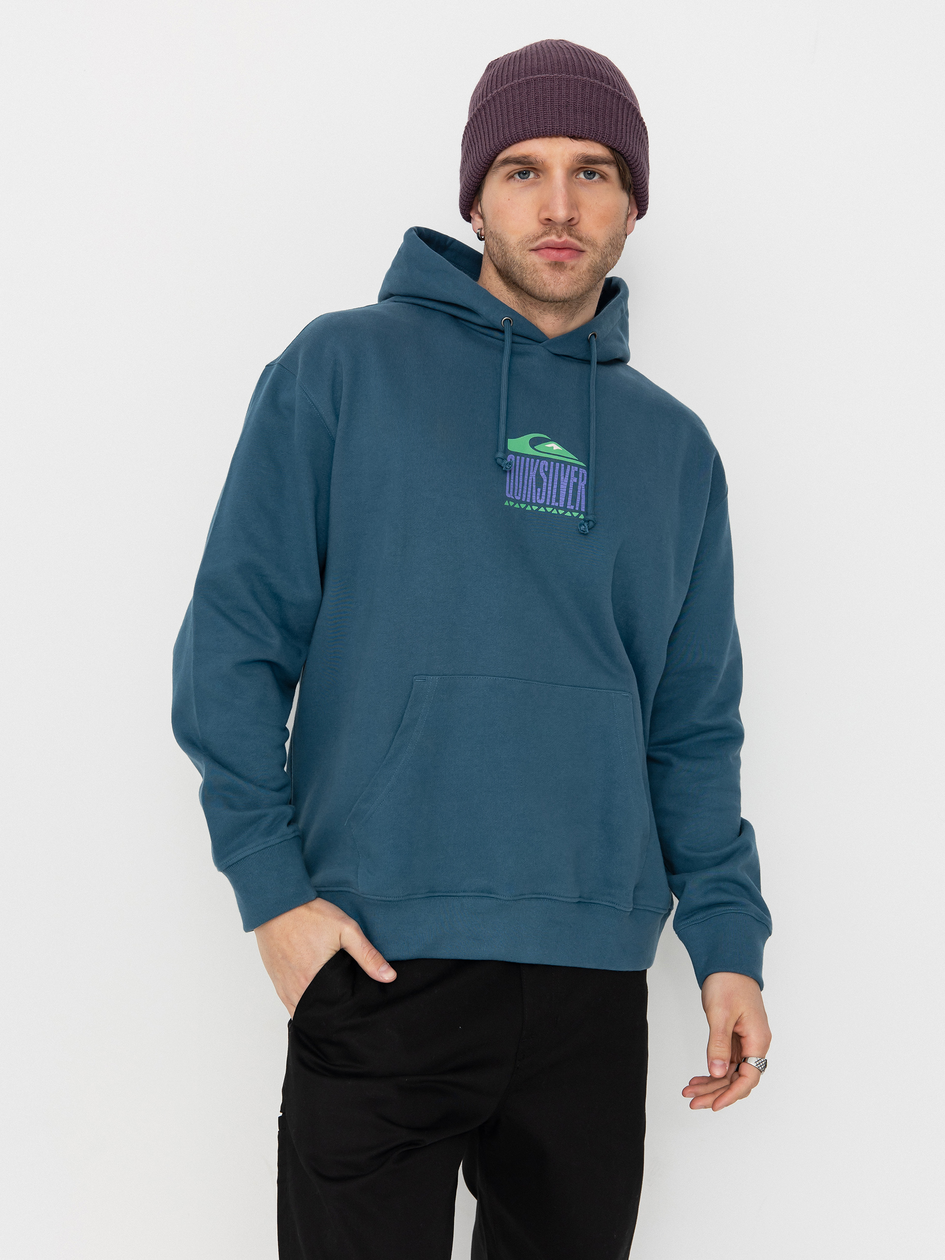 Kapucnis pulóver Quiksilver Apog Heritage HD (real teal)