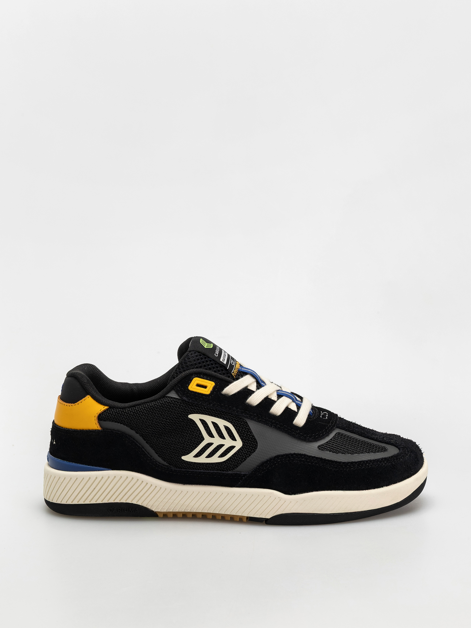 Cariuma Skategoat C25 Pro Cipők (black suede and mesh ivory logo yellow)