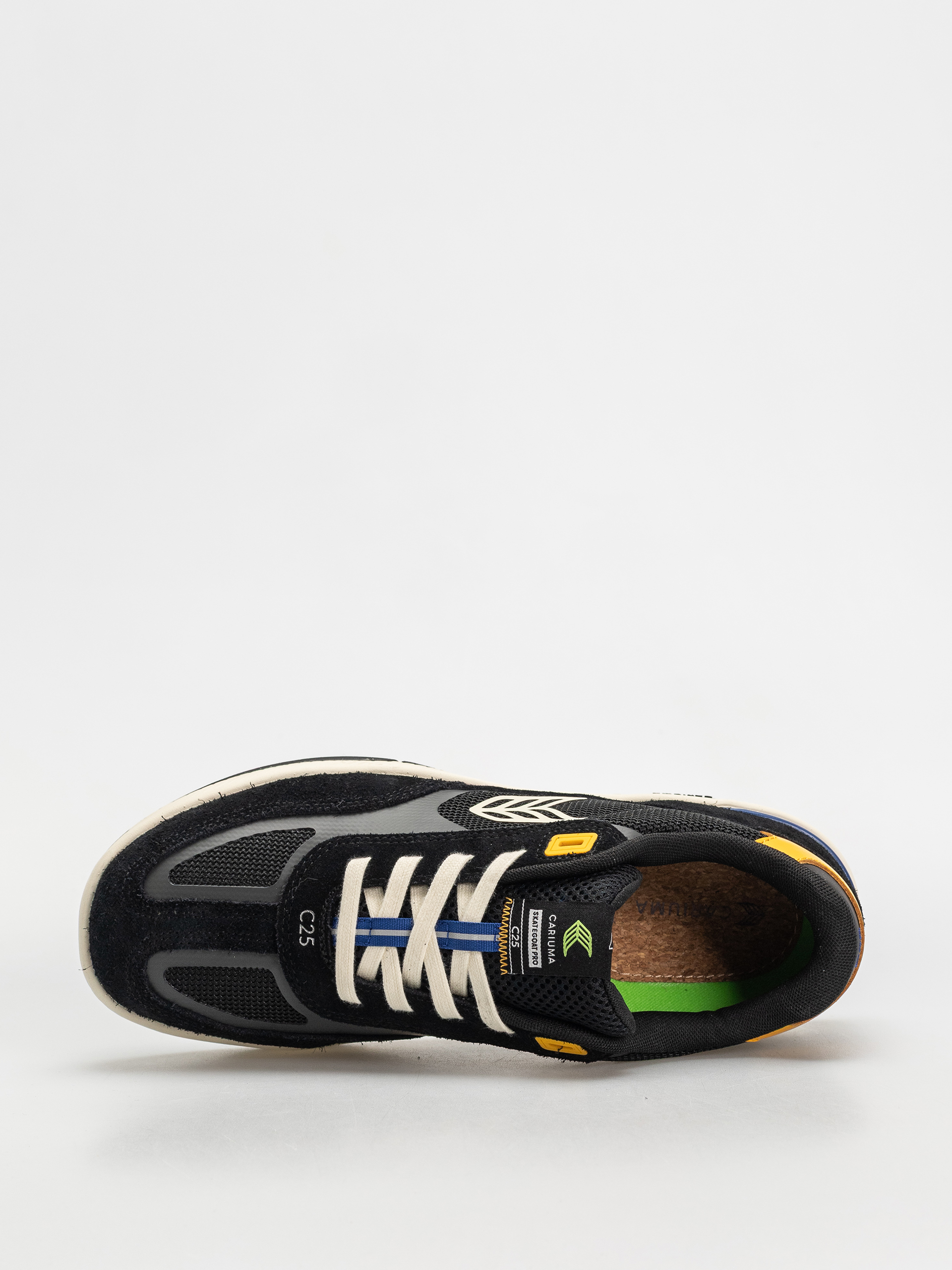Cariuma Skategoat C25 Pro Cipők (black suede and mesh ivory logo yellow)