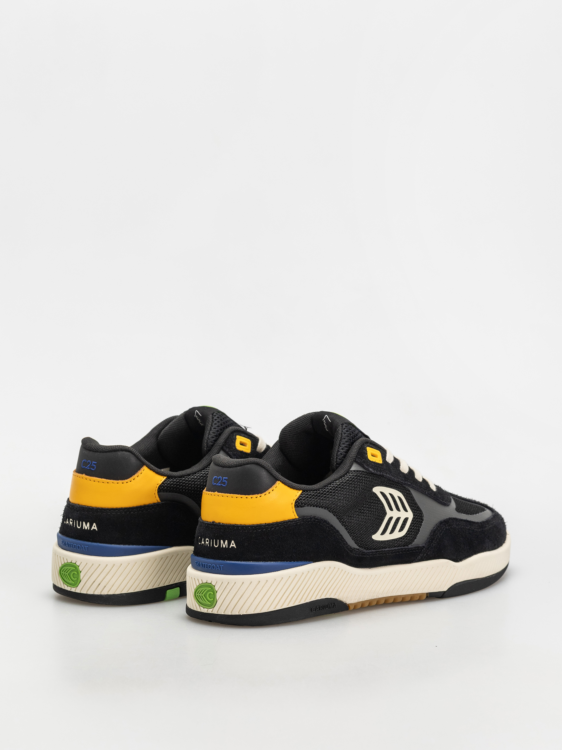 Cariuma Skategoat C25 Pro Cipők (black suede and mesh ivory logo yellow)
