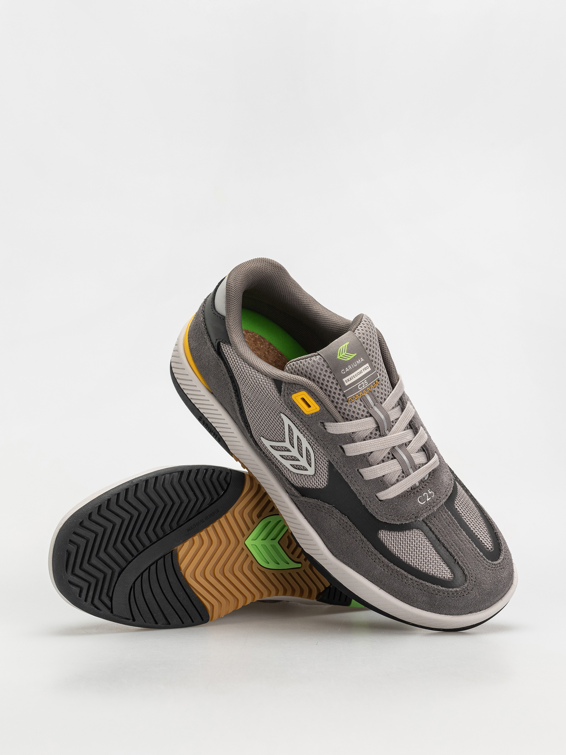 Cariuma Skategoat C25 Pro Cipők (charcoal grey suede light grey mesh ice logo yellow)