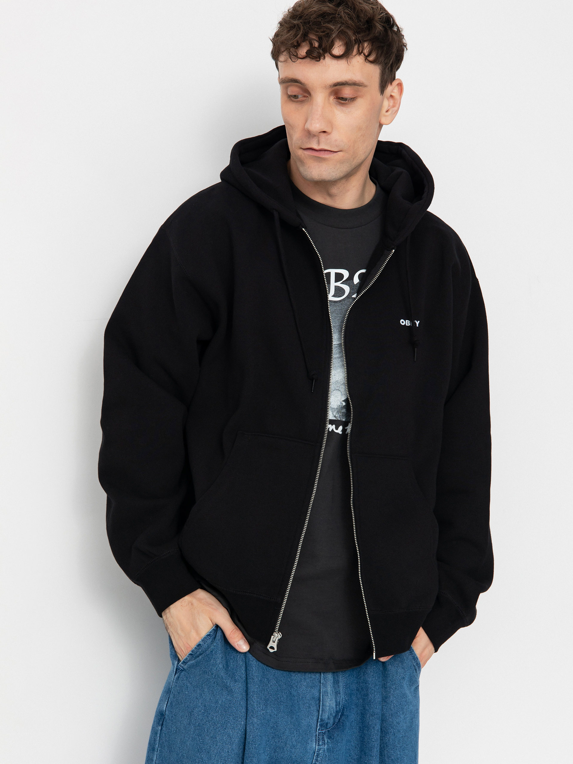 OBEY Established Works Bold ZHD Kapucnis pulóver (black)