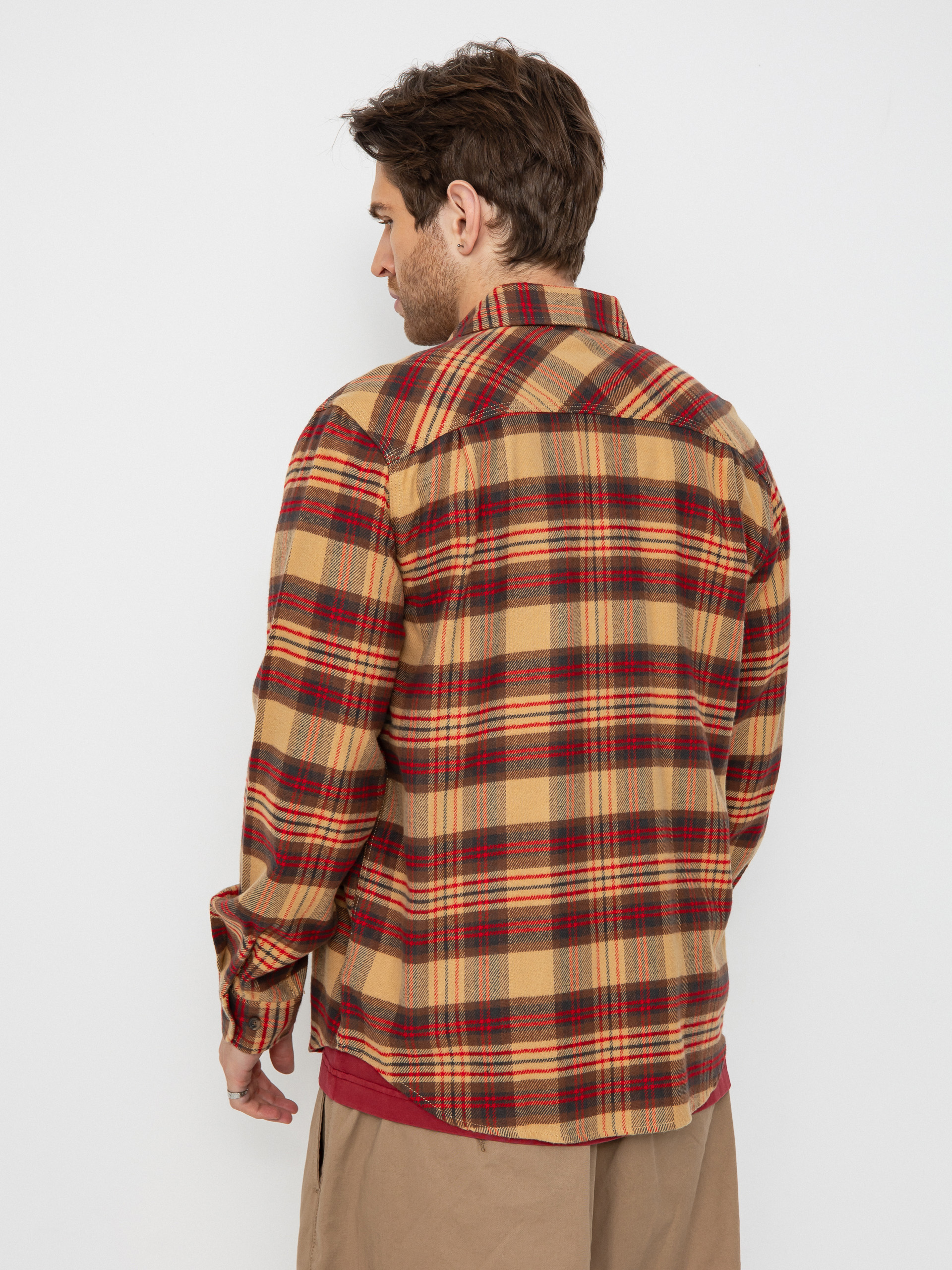 Brixton Bowery Flannel Ing (curry/washed black/crimson)