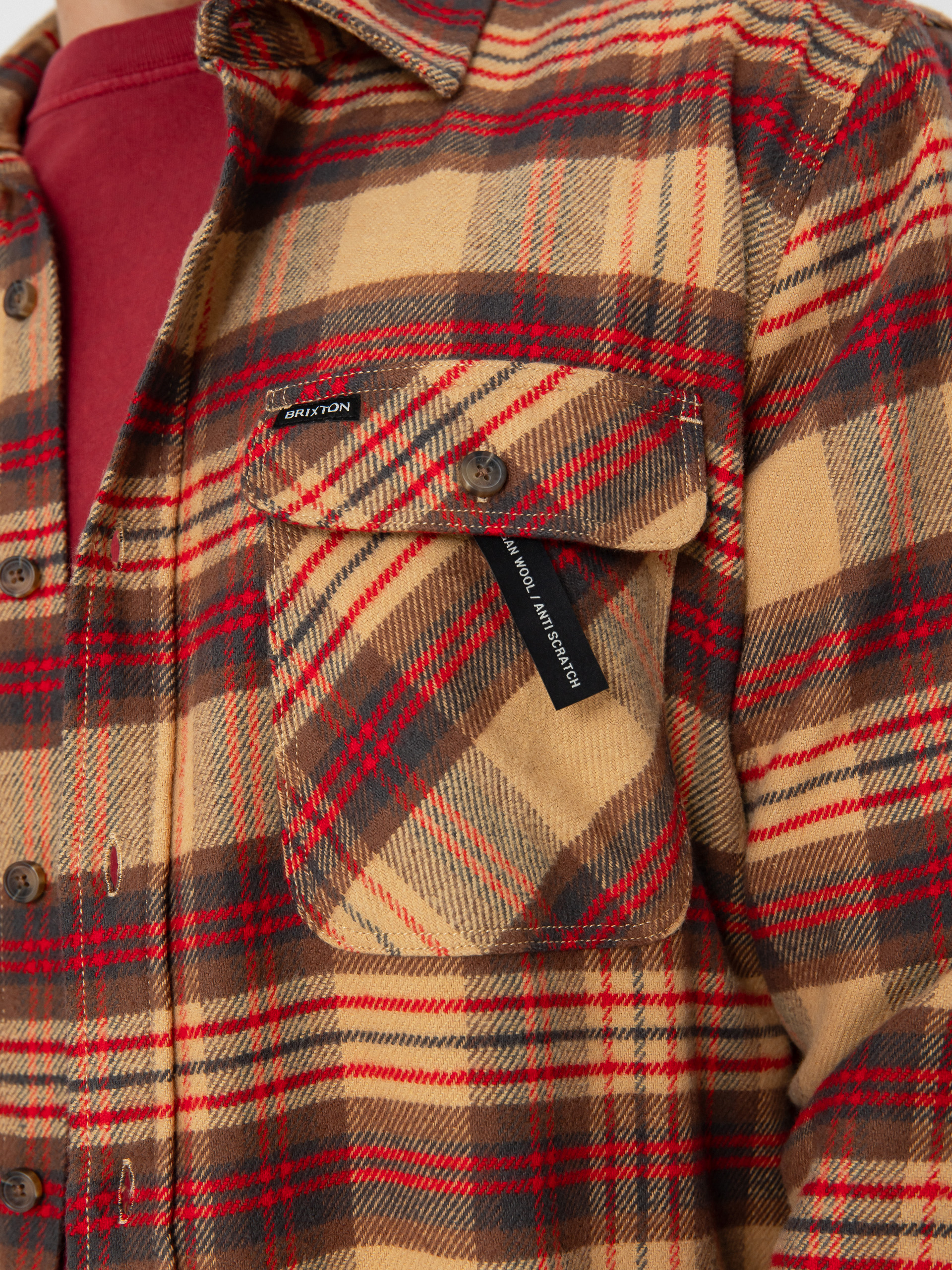 Brixton Bowery Flannel Ing (curry/washed black/crimson)