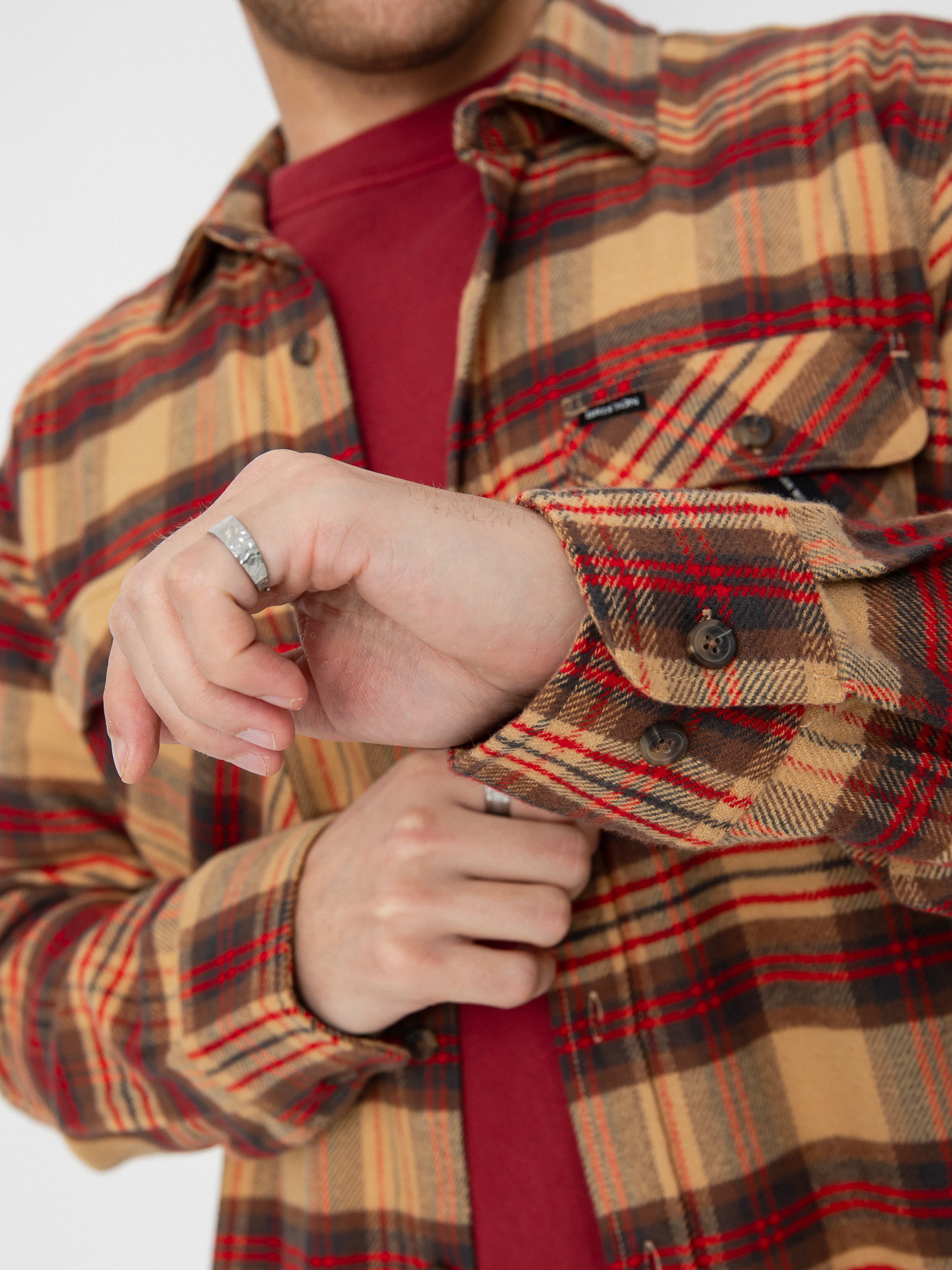 Brixton Bowery Flannel Ing (curry/washed black/crimson)
