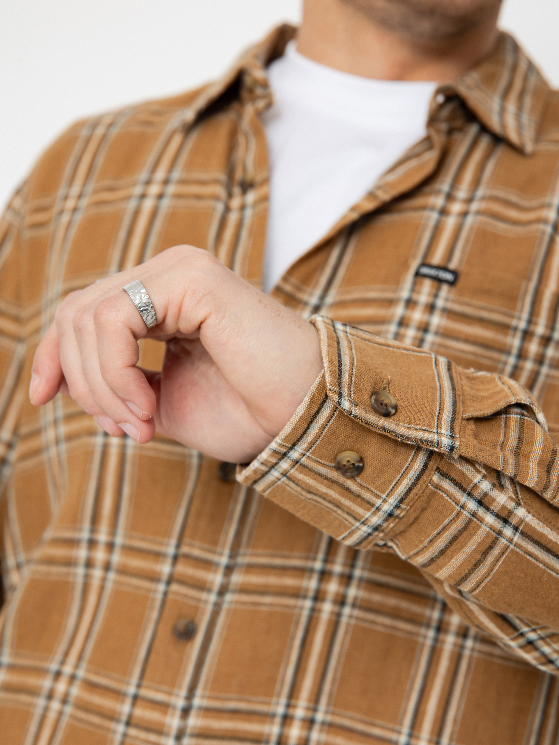 Brixton Charter Linen Blend Ls Ing (washed cooper/whitecap plaid)