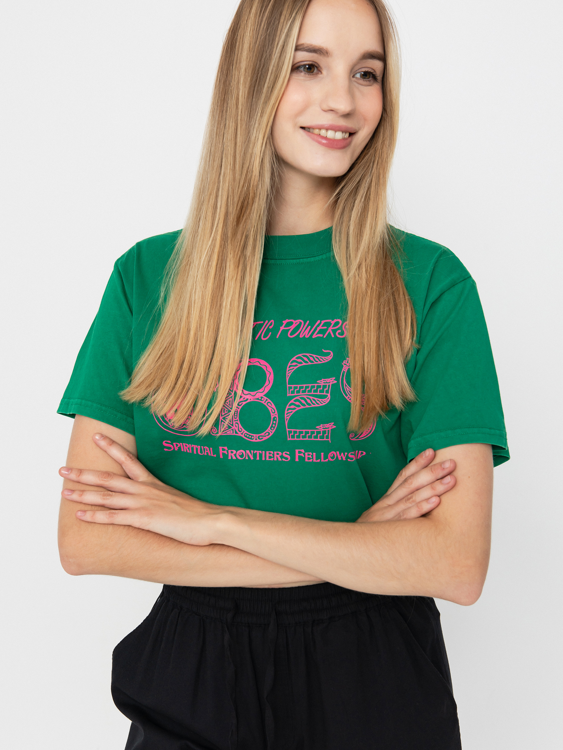 OBEY Mystic Powers Of Obey Wmn Póló (green tambourine)