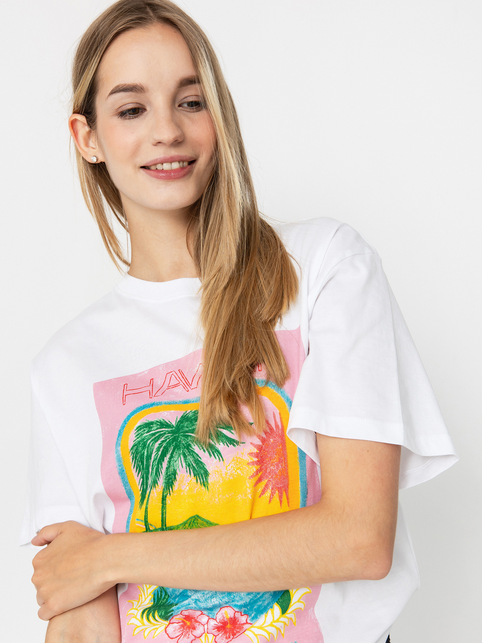 Roxy Atlas Hangloose Póló Wmn (bright white hawaii)