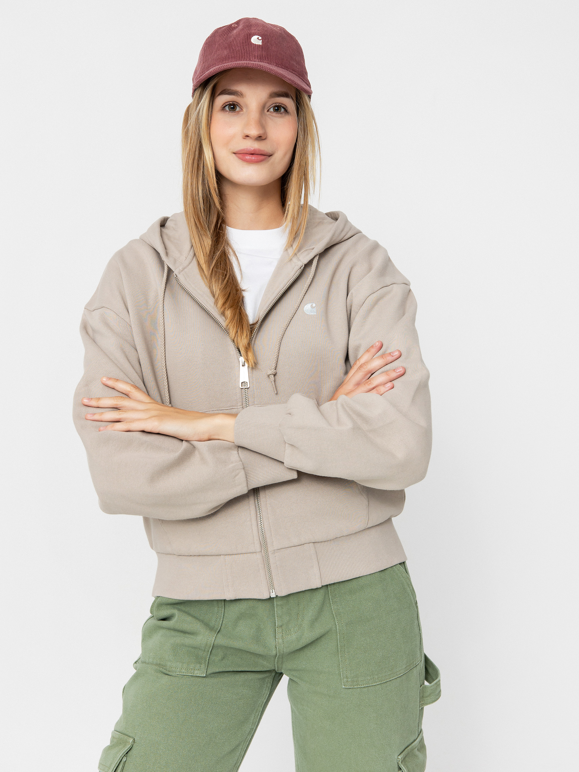 Kapucnis pulóver Carhartt WIP Casey ZHD Wmn (dusky beige/silver)