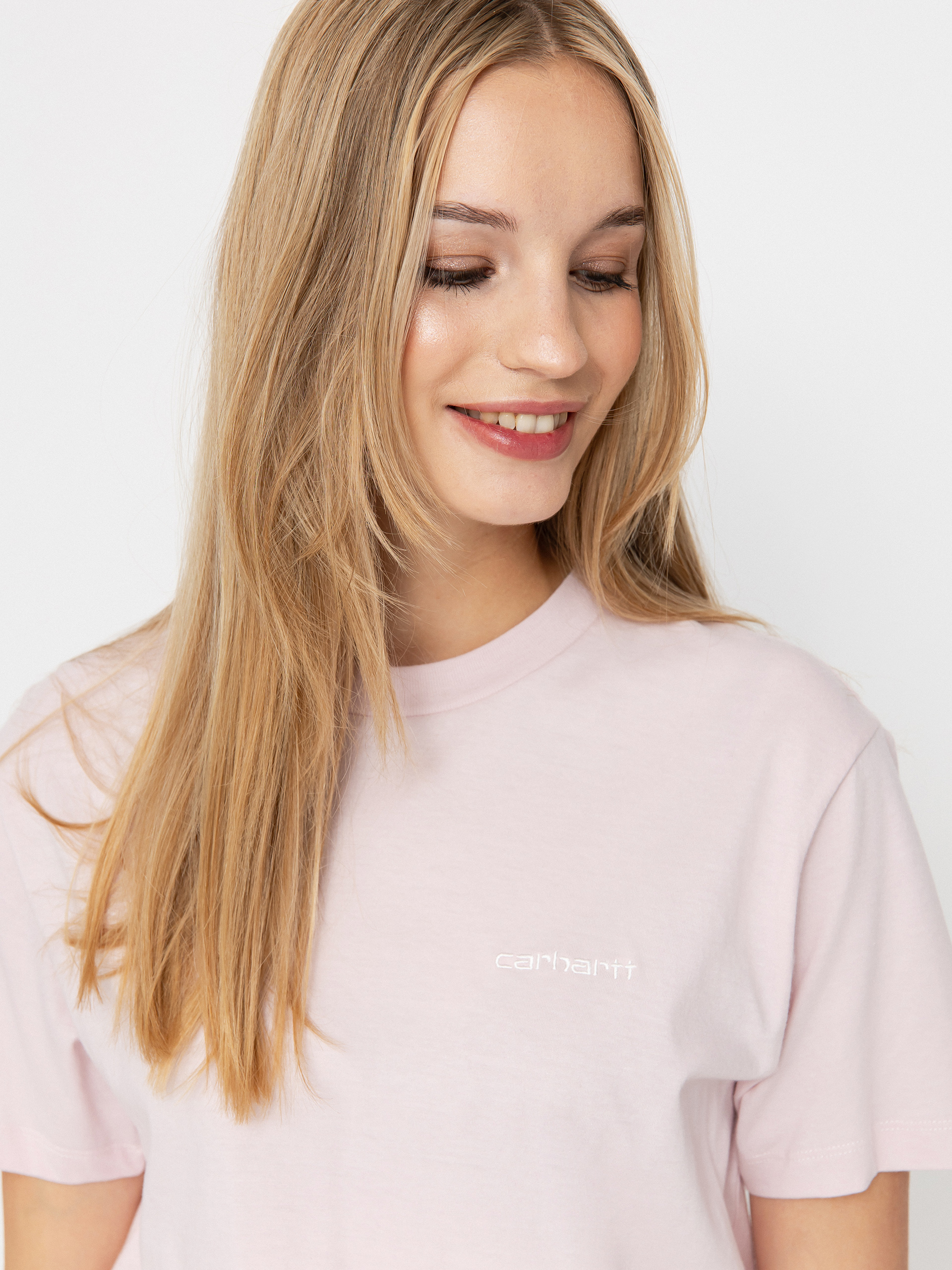 Carhartt WIP Script Embroidery Wmn Póló (air pink/wax)